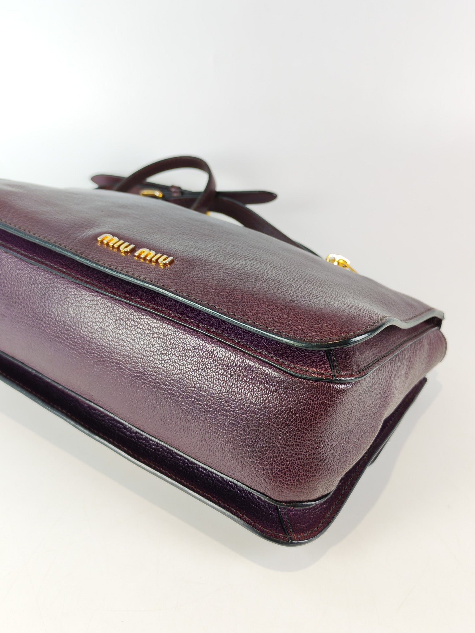 Madras Flap Bag in Burgundy Leather 2way Handbag with Top Handle | Purse Maison Luxury Bags Shop