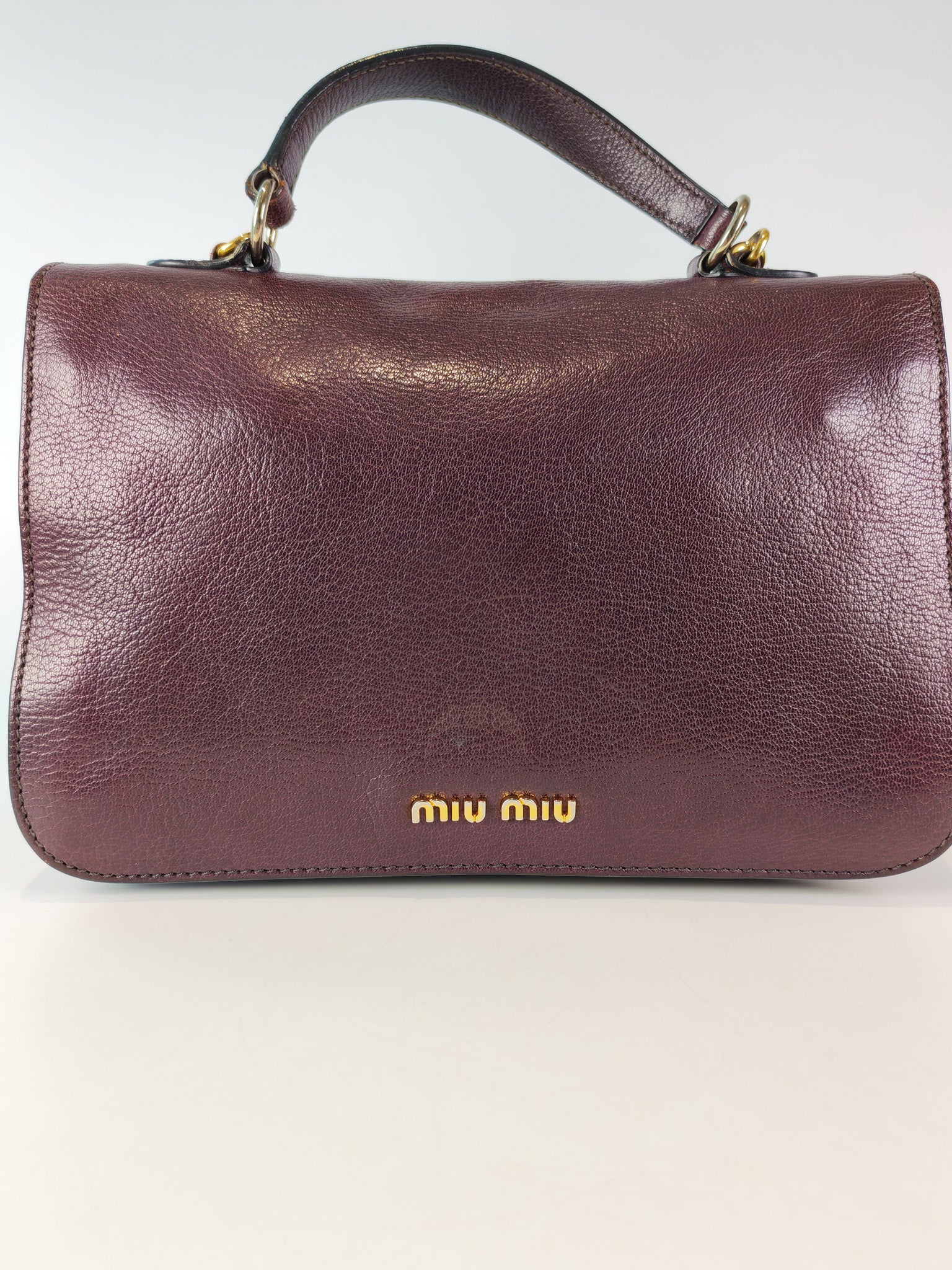 Madras Flap Bag in Burgundy Leather 2way Handbag with Top Handle | Purse Maison Luxury Bags Shop