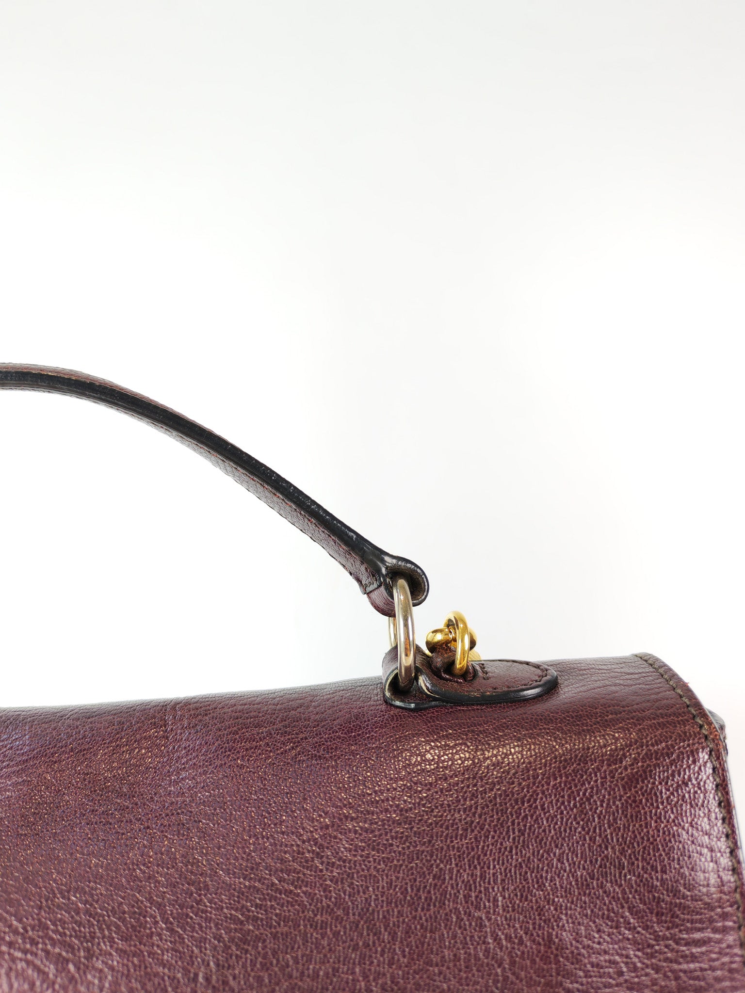 Madras Flap Bag in Burgundy Leather 2way Handbag with Top Handle | Purse Maison Luxury Bags Shop