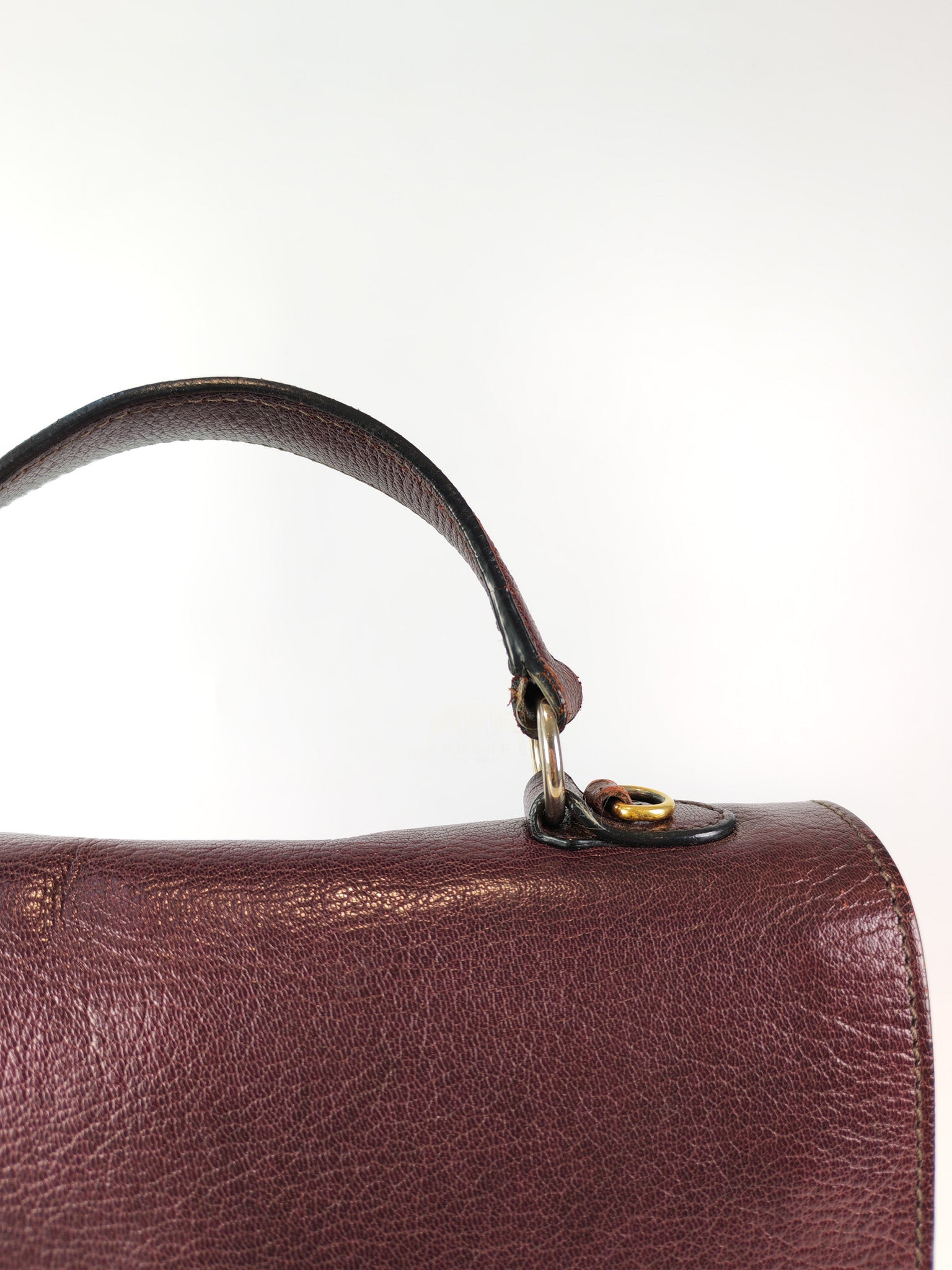 Madras Flap Bag in Burgundy Leather 2way Handbag with Top Handle | Purse Maison Luxury Bags Shop