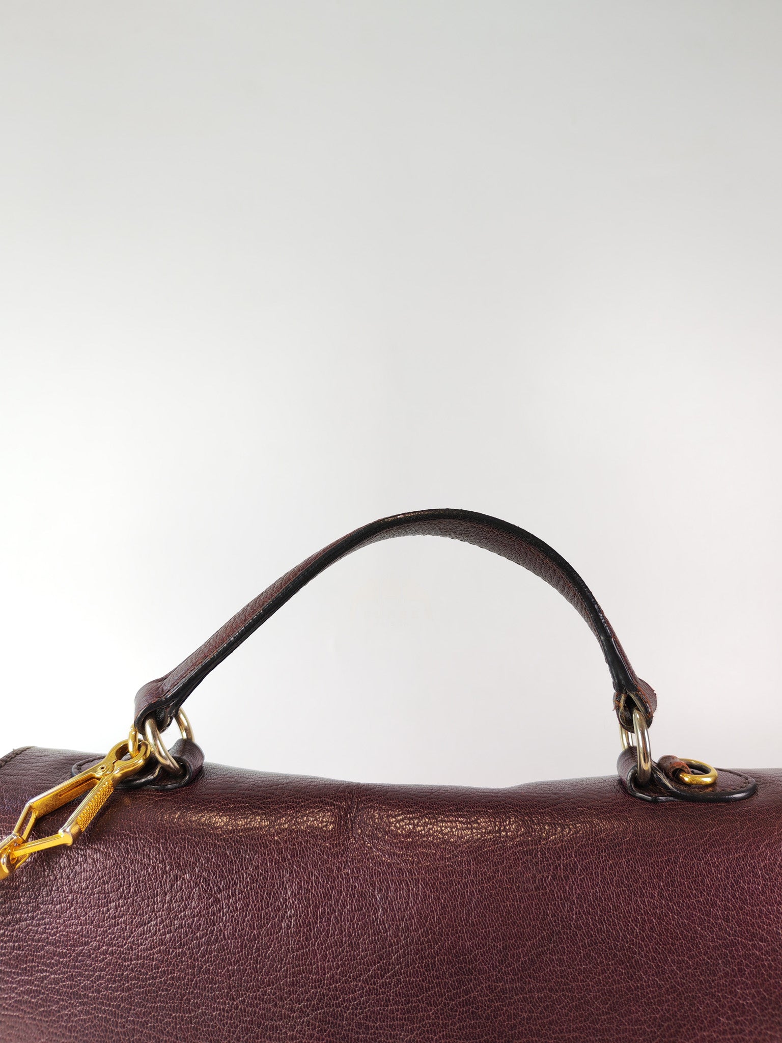 Madras Flap Bag in Burgundy Leather 2way Handbag with Top Handle | Purse Maison Luxury Bags Shop