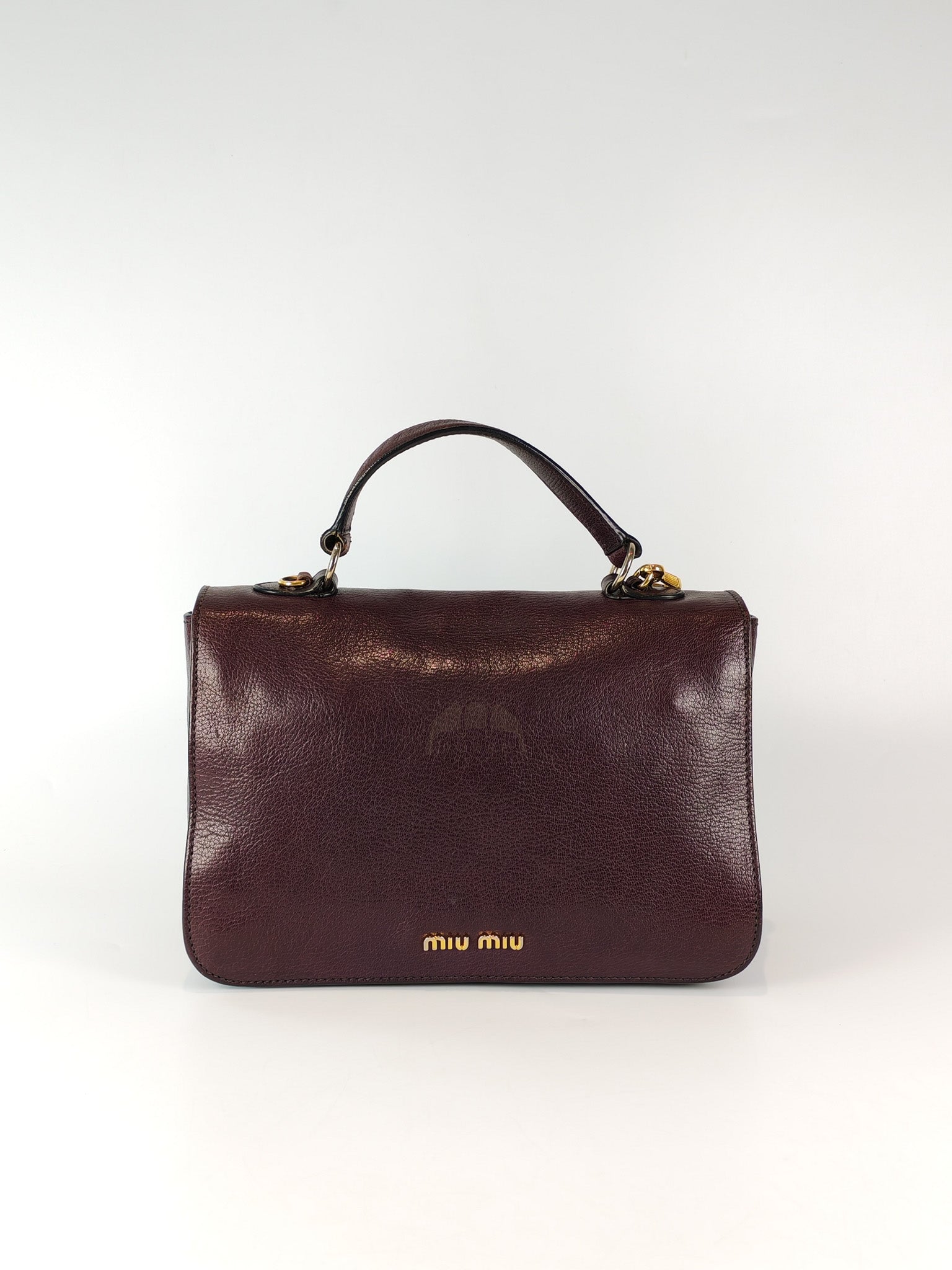 Madras Flap Bag in Burgundy Leather 2way Handbag with Top Handle | Purse Maison Luxury Bags Shop