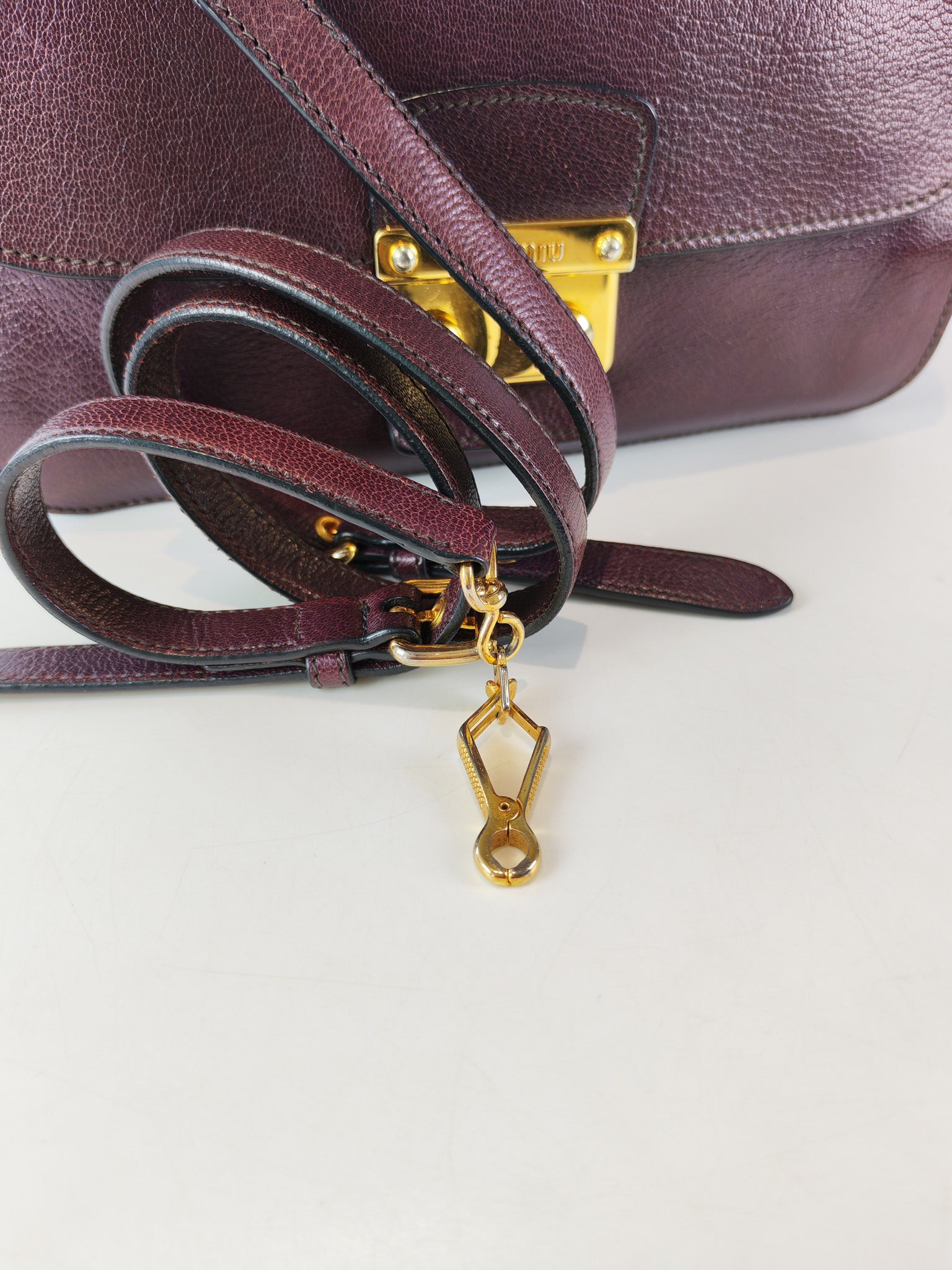 Madras Flap Bag in Burgundy Leather 2way Handbag with Top Handle | Purse Maison Luxury Bags Shop