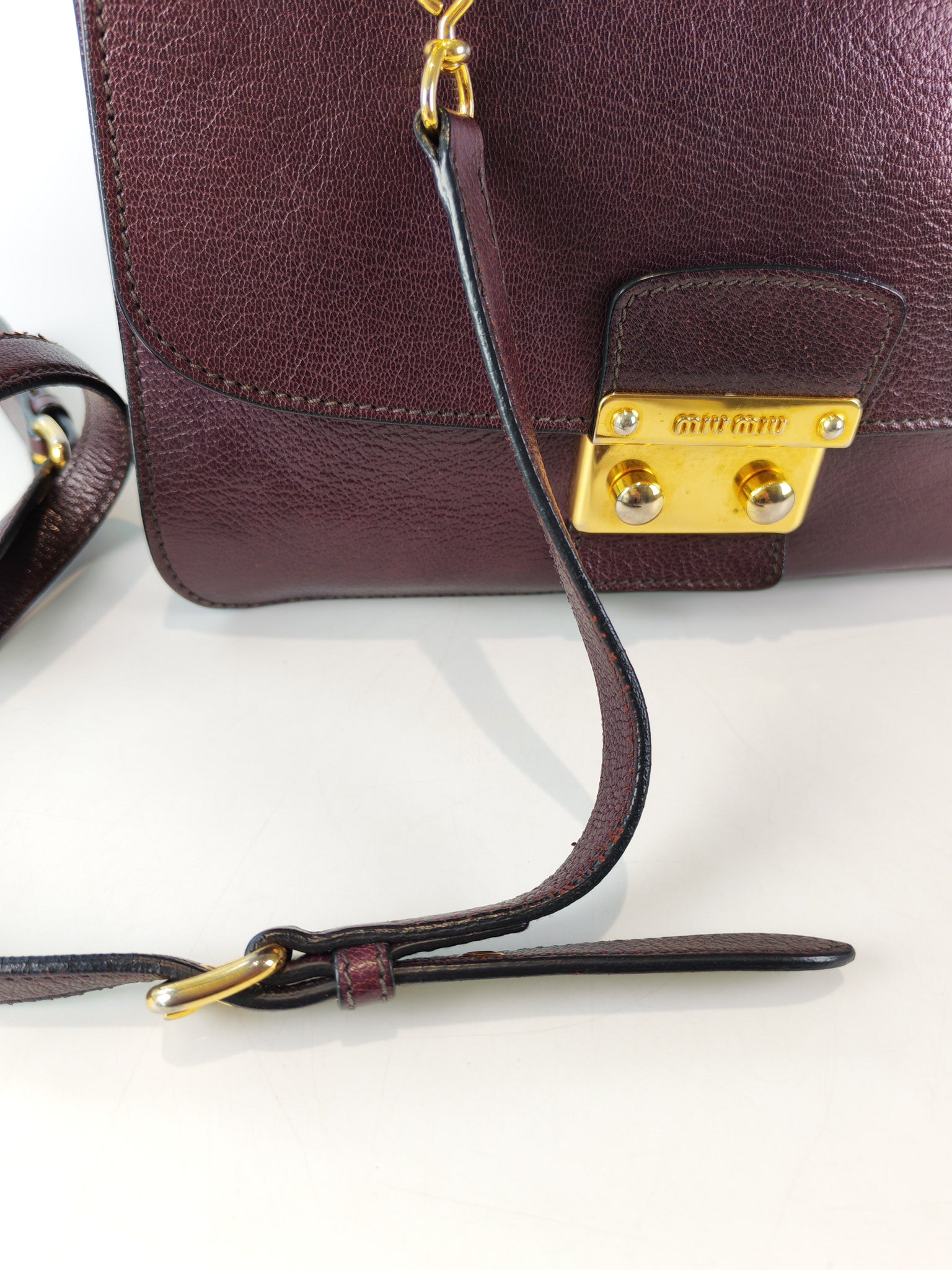 Madras Flap Bag in Burgundy Leather 2way Handbag with Top Handle | Purse Maison Luxury Bags Shop