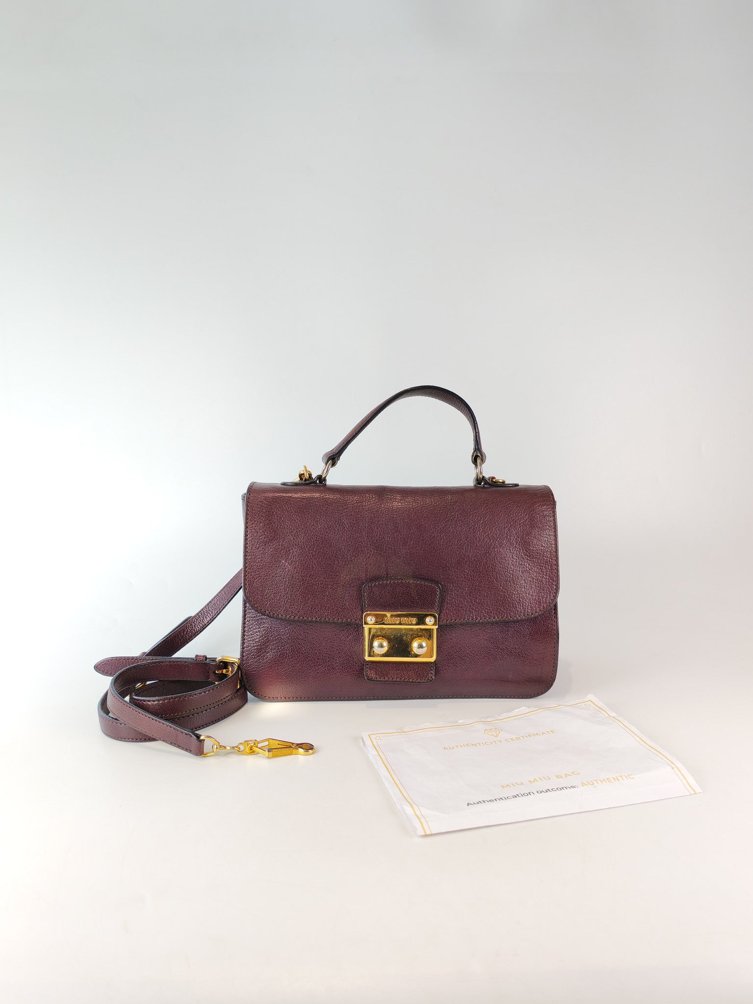 Madras Flap Bag in Burgundy Leather 2way Handbag with Top Handle | Purse Maison Luxury Bags Shop