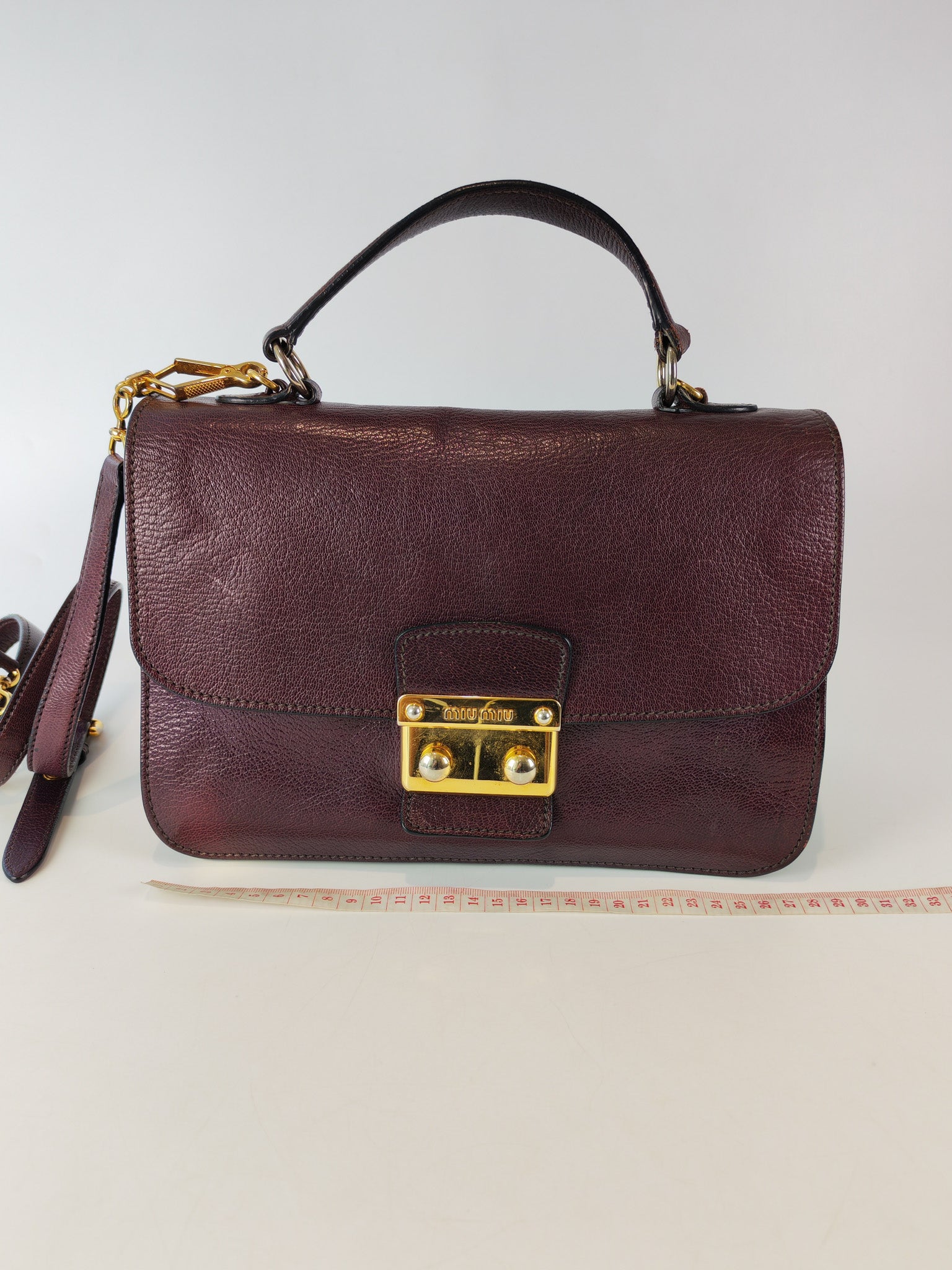Madras Flap Bag in Burgundy Leather 2way Handbag with Top Handle | Purse Maison Luxury Bags Shop