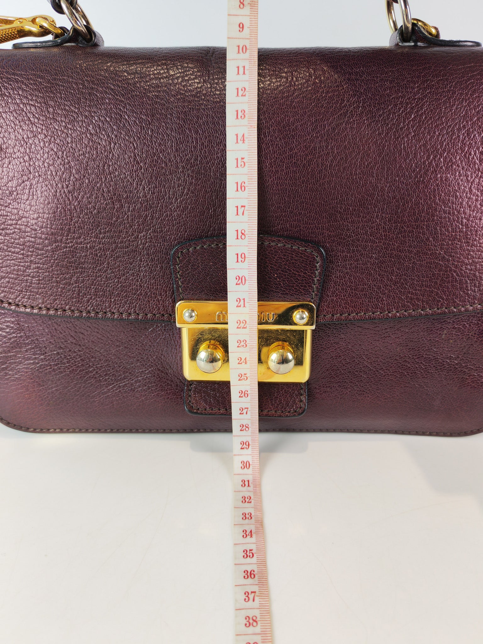 Madras Flap Bag in Burgundy Leather 2way Handbag with Top Handle | Purse Maison Luxury Bags Shop