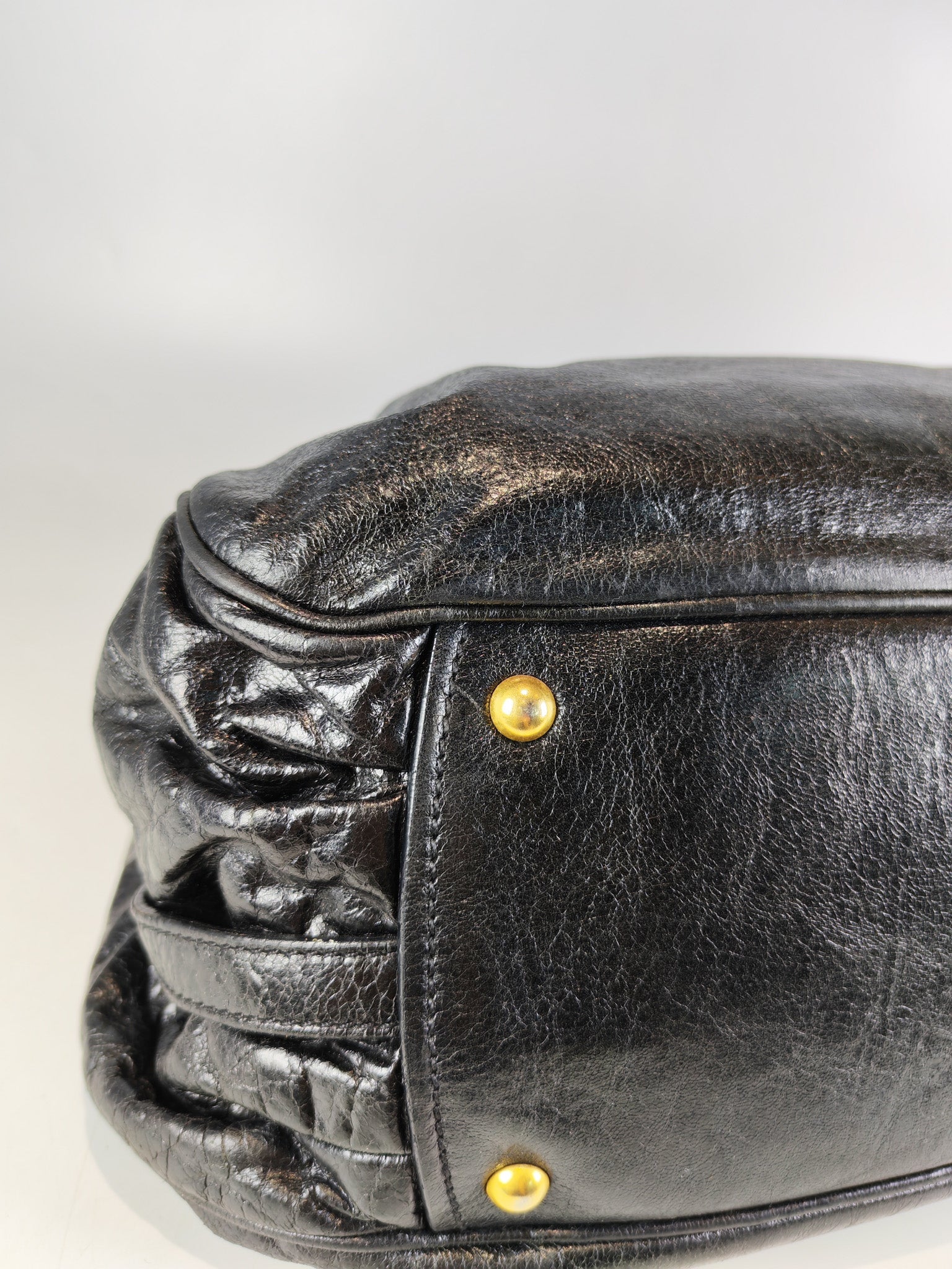 Madras “Lock” Top Handle Bag in Black Leather | Purse Maison Luxury Bags Shop