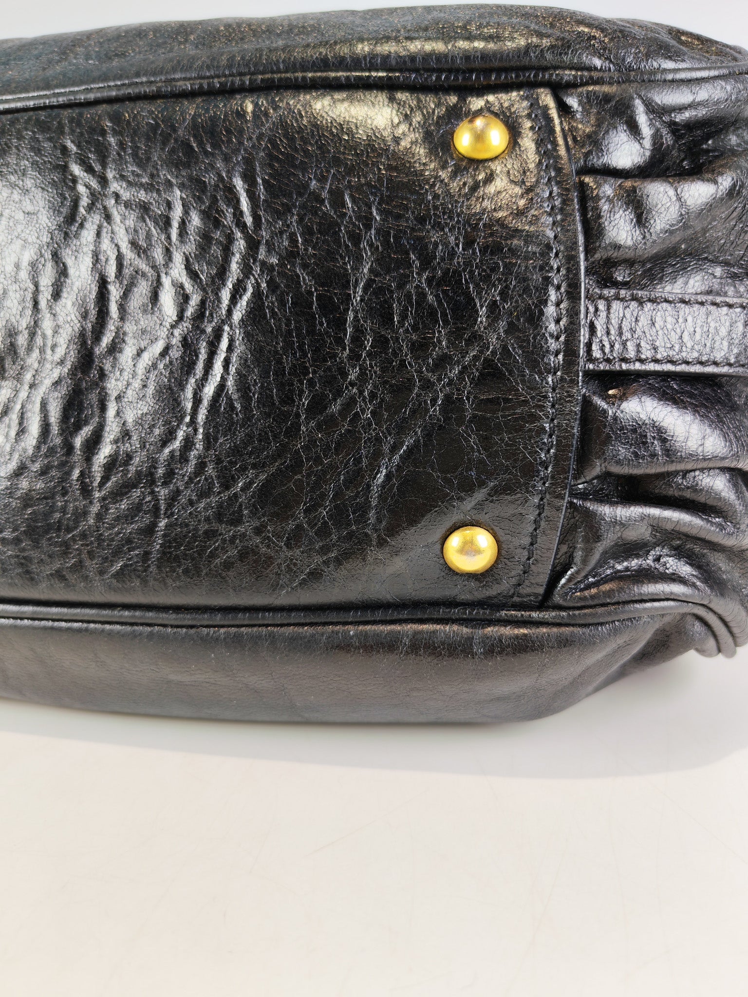 Madras “Lock” Top Handle Bag in Black Leather | Purse Maison Luxury Bags Shop