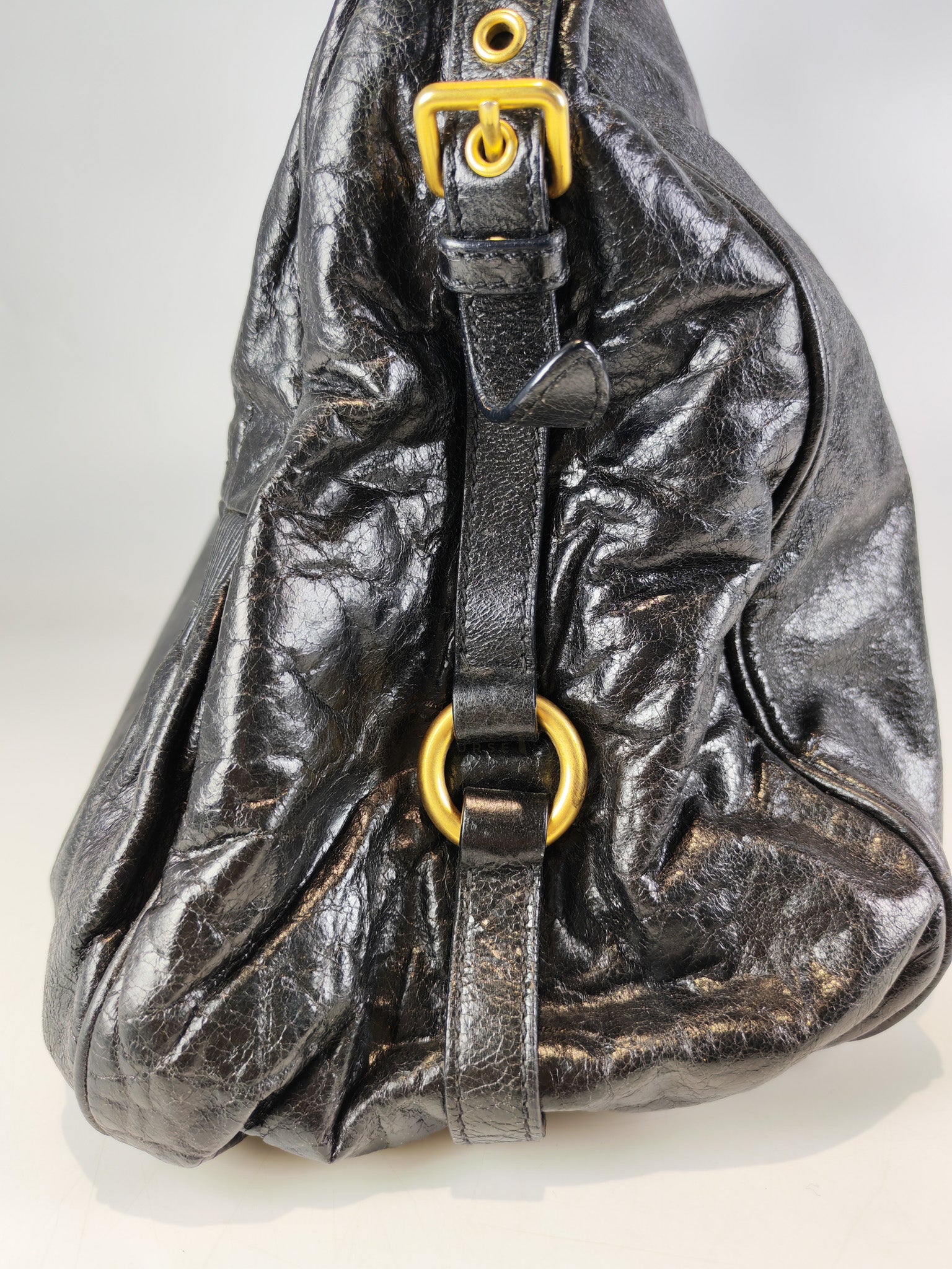 Madras “Lock” Top Handle Bag in Black Leather | Purse Maison Luxury Bags Shop