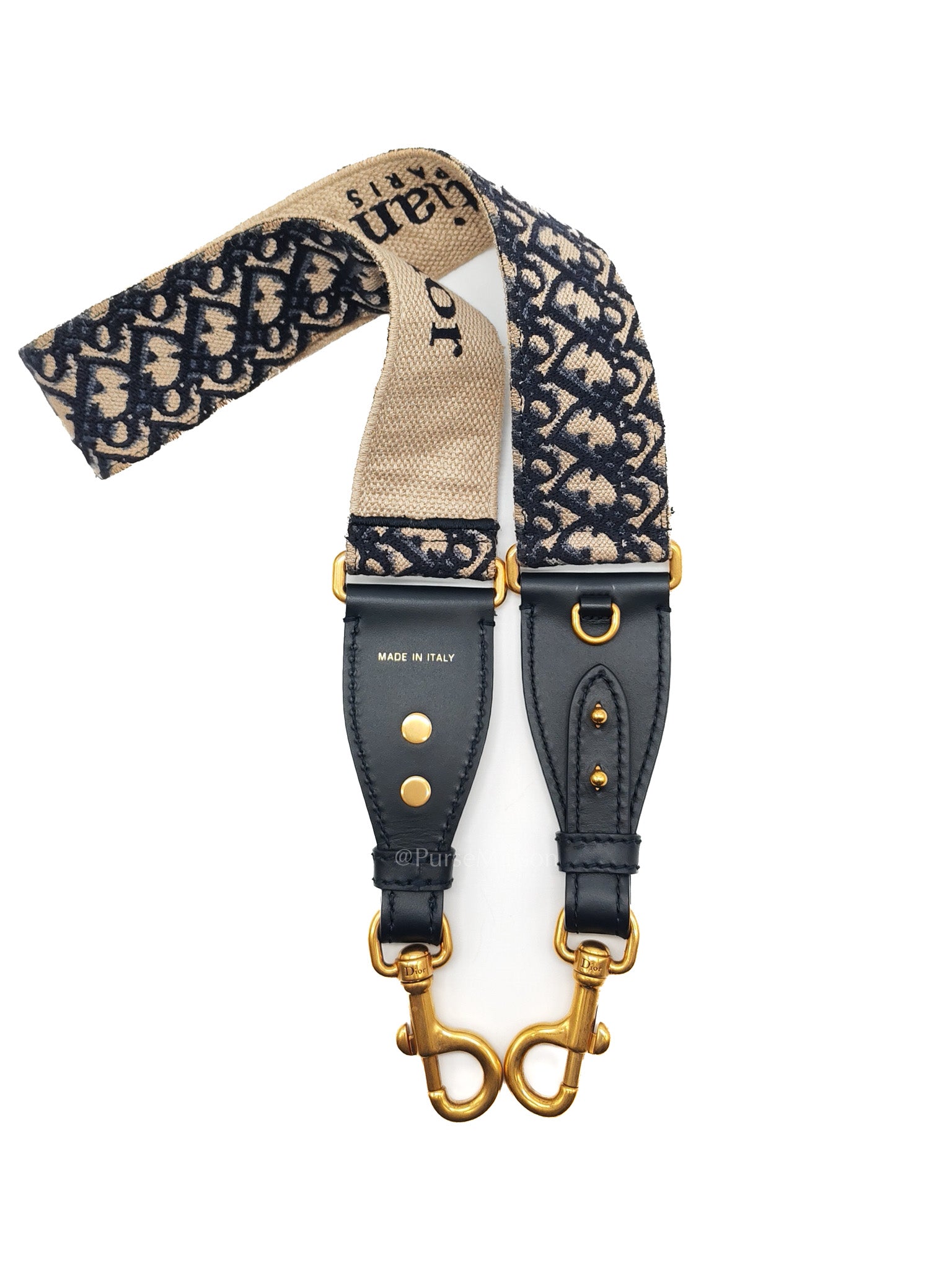 Adjustable Shoulder Strap in Blue Oblique Embroidered Canvas