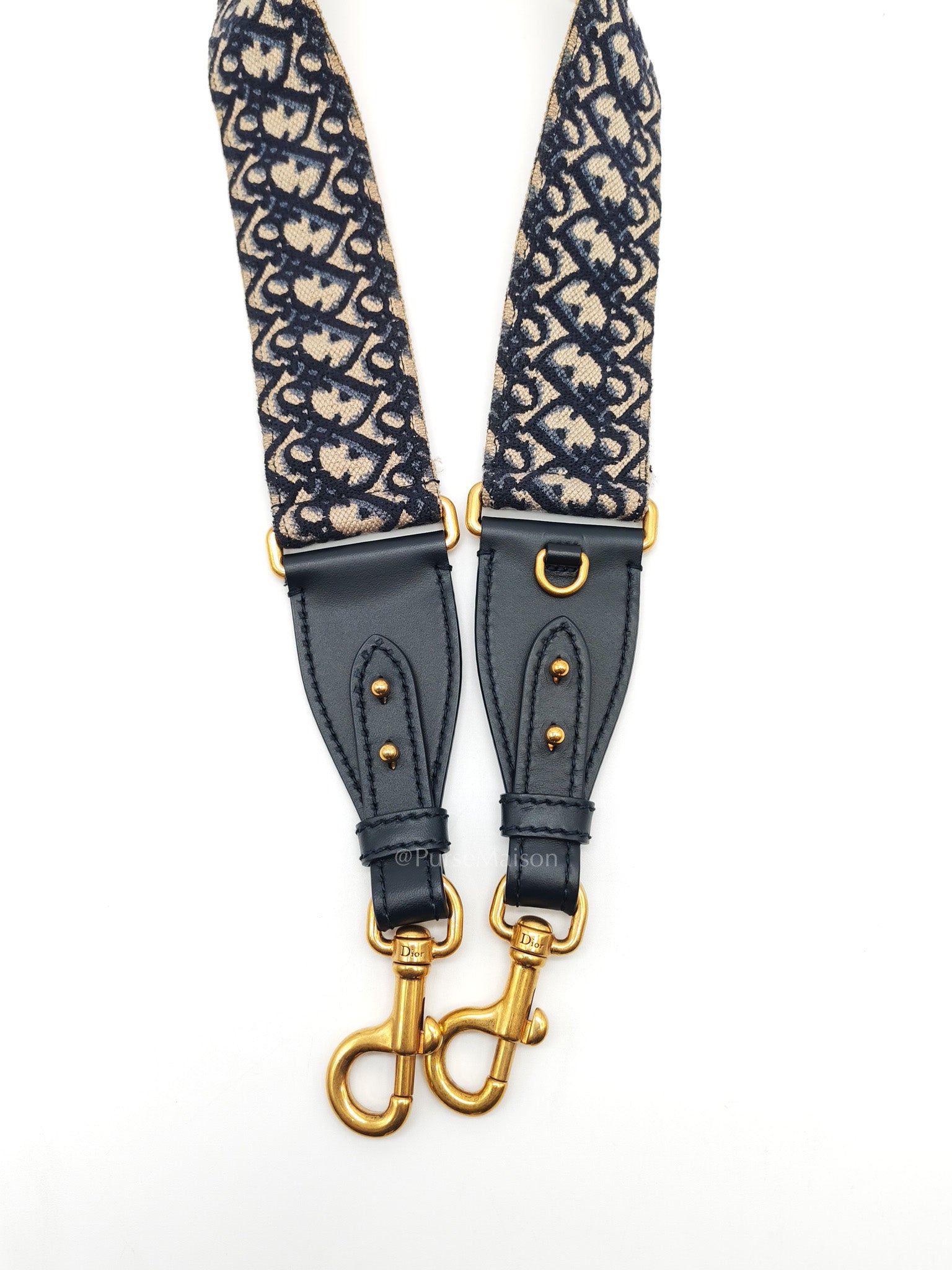 Adjustable Shoulder Strap in Blue Oblique Embroidered Canvas