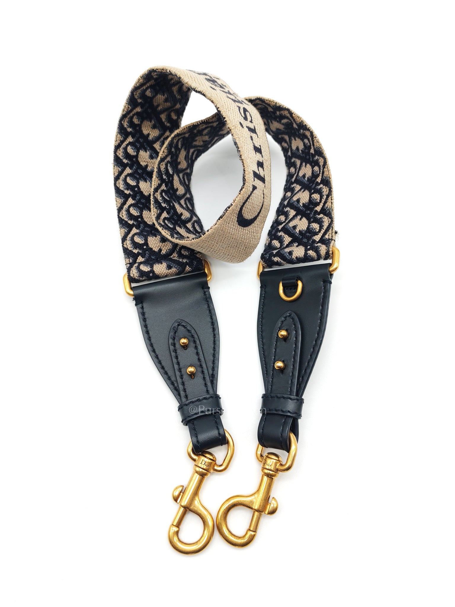 Adjustable Shoulder Strap in Blue Oblique Embroidered Canvas