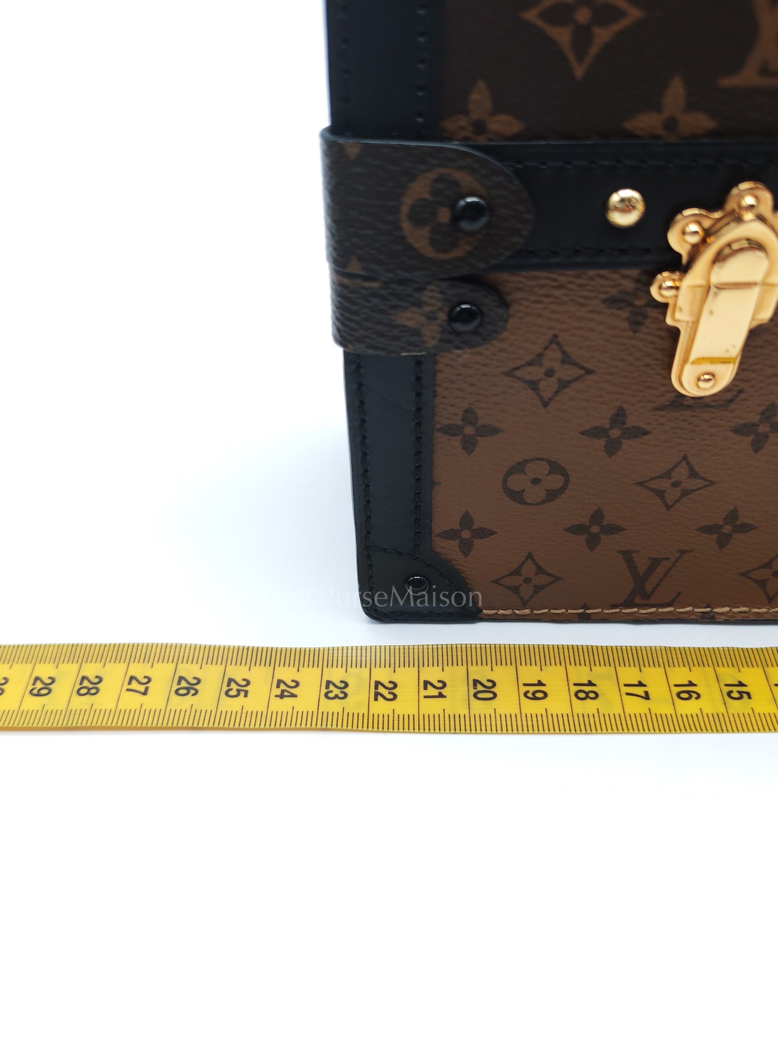 Trunk Clutch Bag in Monogram Reverse Canvas & Gold Hardware Microchip