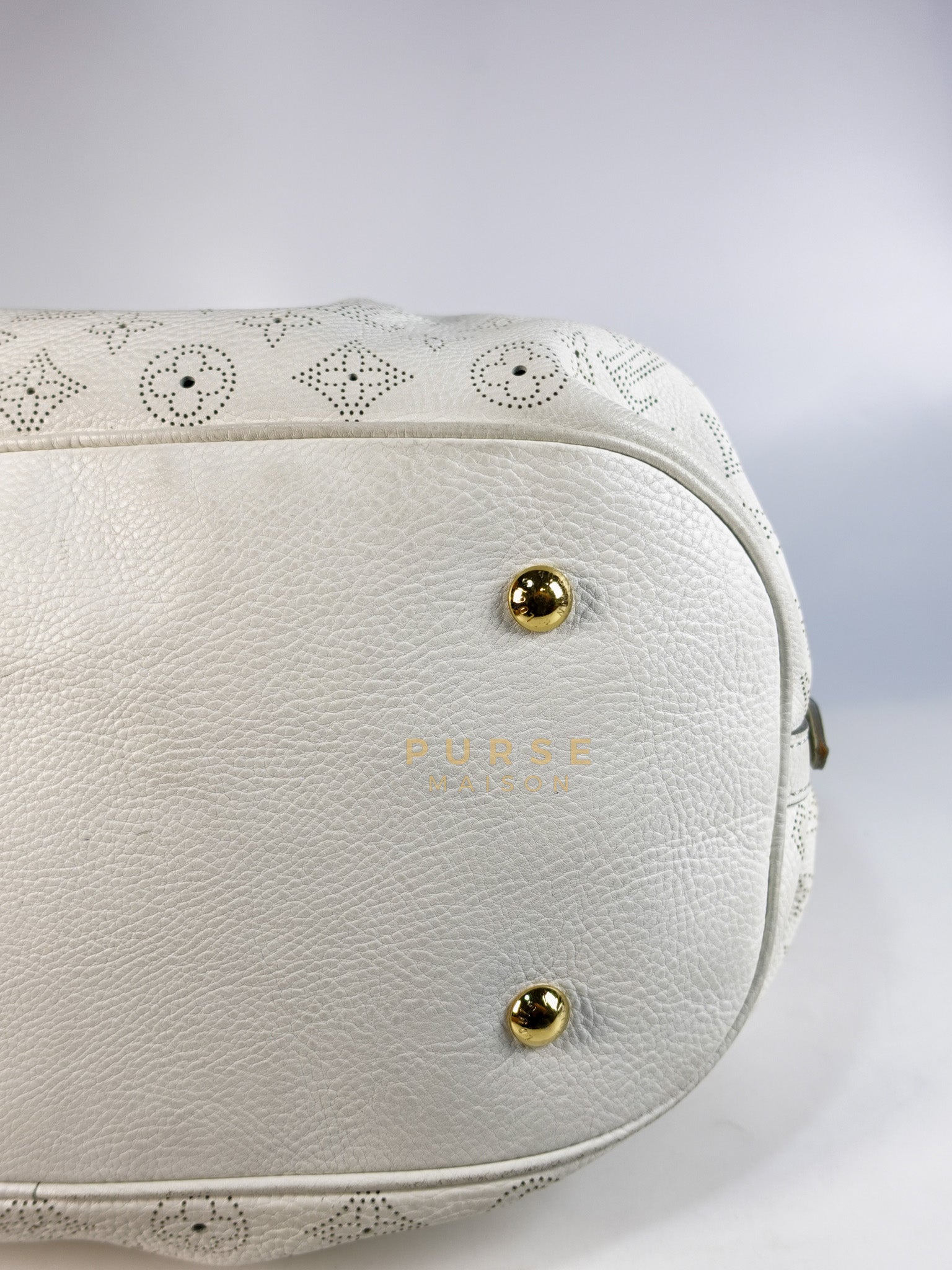 Mahina Hand Bag Large in White Monogram Leather (Date Code: TH0028) | Purse Maison Luxury Bags Shop