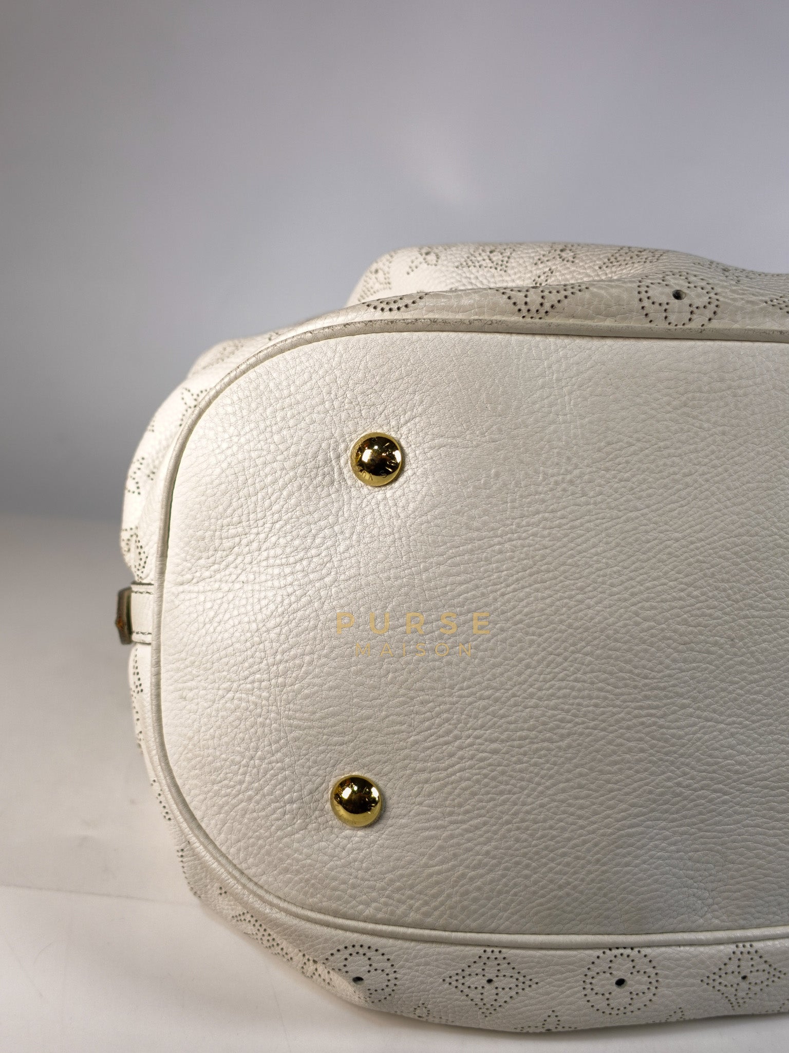 Mahina Hand Bag Large in White Monogram Leather (Date Code: TH0028) | Purse Maison Luxury Bags Shop