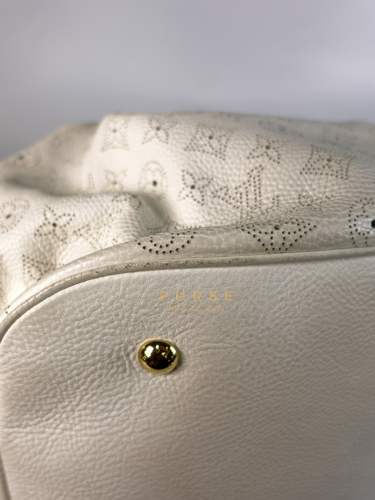 Mahina Hand Bag Large in White Monogram Leather (Date Code: TH0028) | Purse Maison Luxury Bags Shop