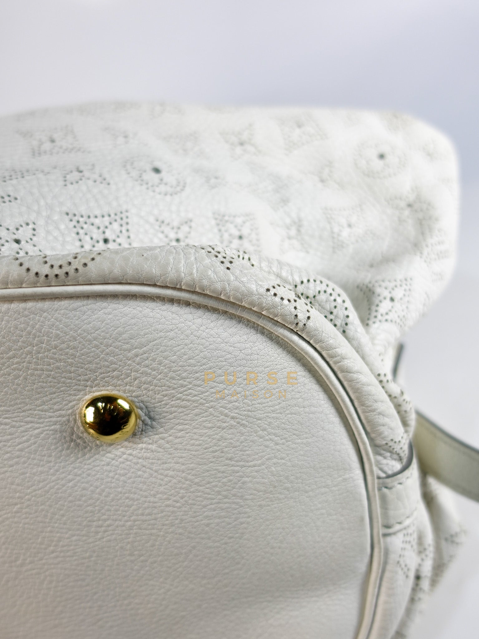 Mahina Hand Bag Large in White Monogram Leather (Date Code: TH0028) | Purse Maison Luxury Bags Shop