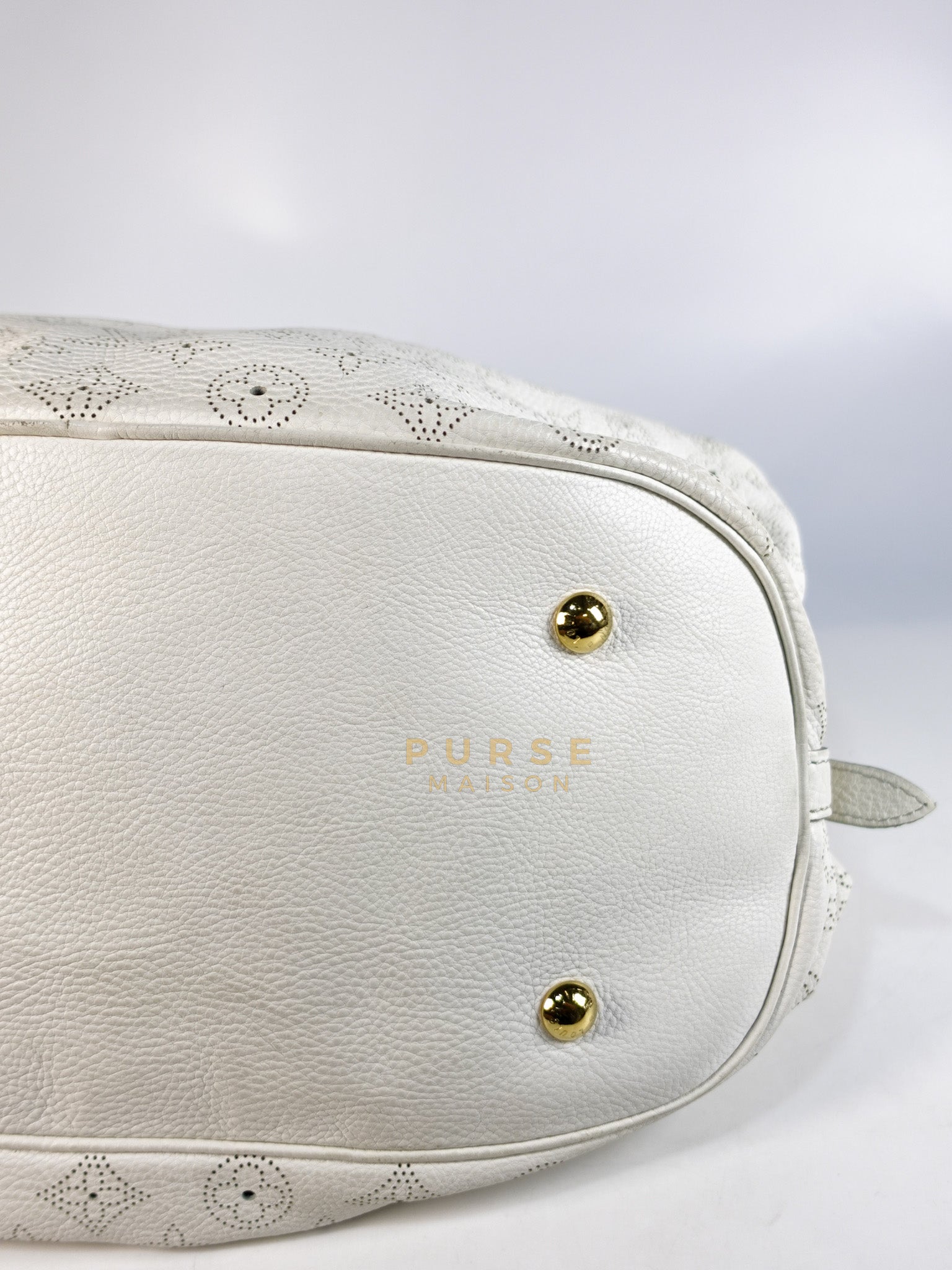 Mahina Hand Bag Large in White Monogram Leather (Date Code: TH0028) | Purse Maison Luxury Bags Shop