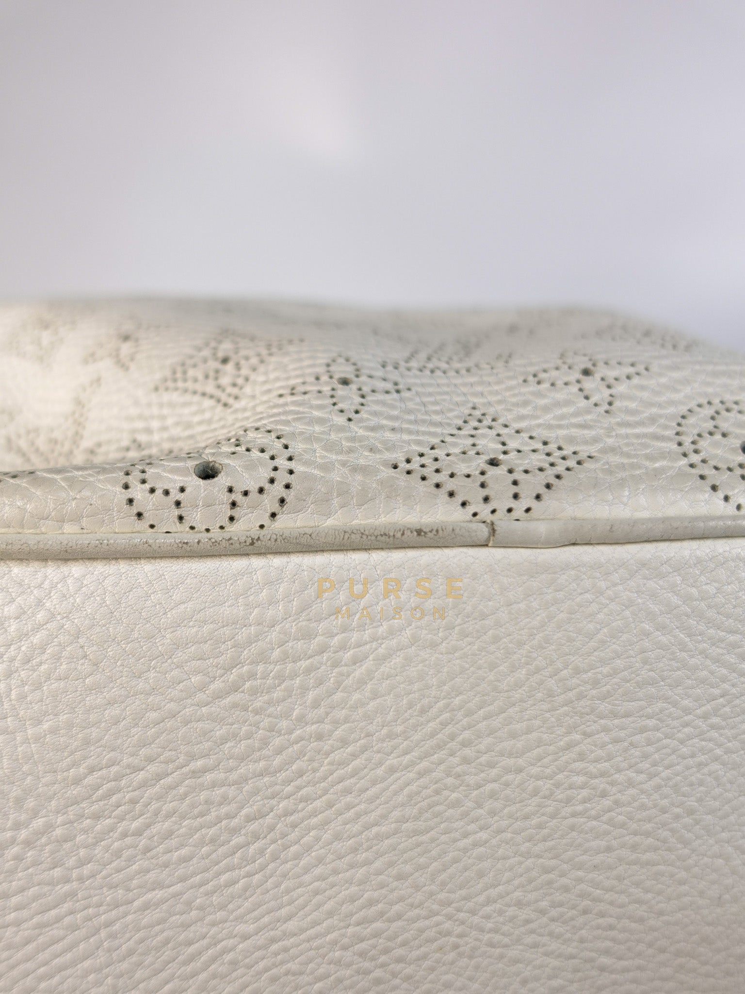 Mahina Hand Bag Large in White Monogram Leather (Date Code: TH0028) | Purse Maison Luxury Bags Shop