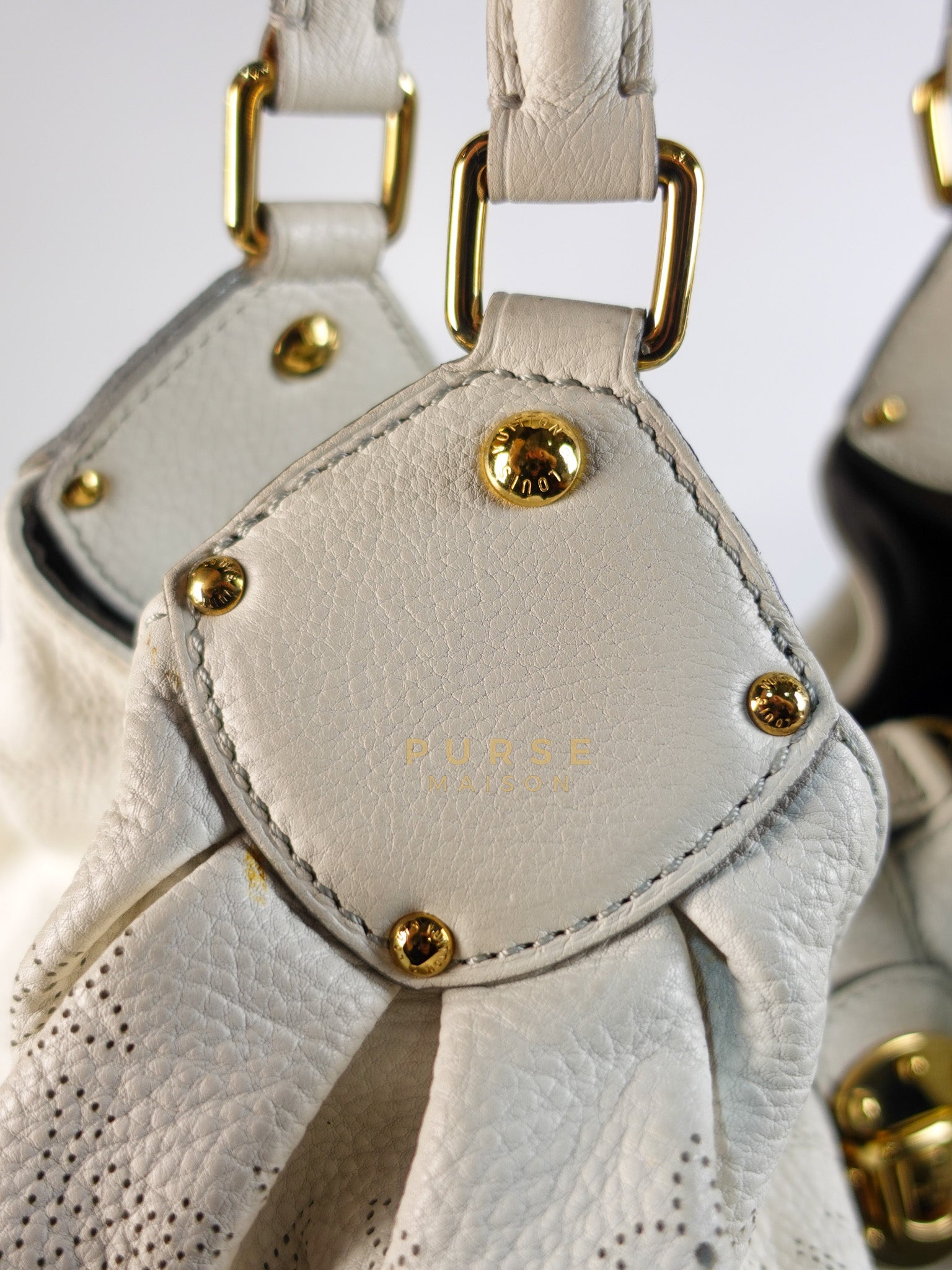 Mahina Hand Bag Large in White Monogram Leather (Date Code: TH0028) | Purse Maison Luxury Bags Shop