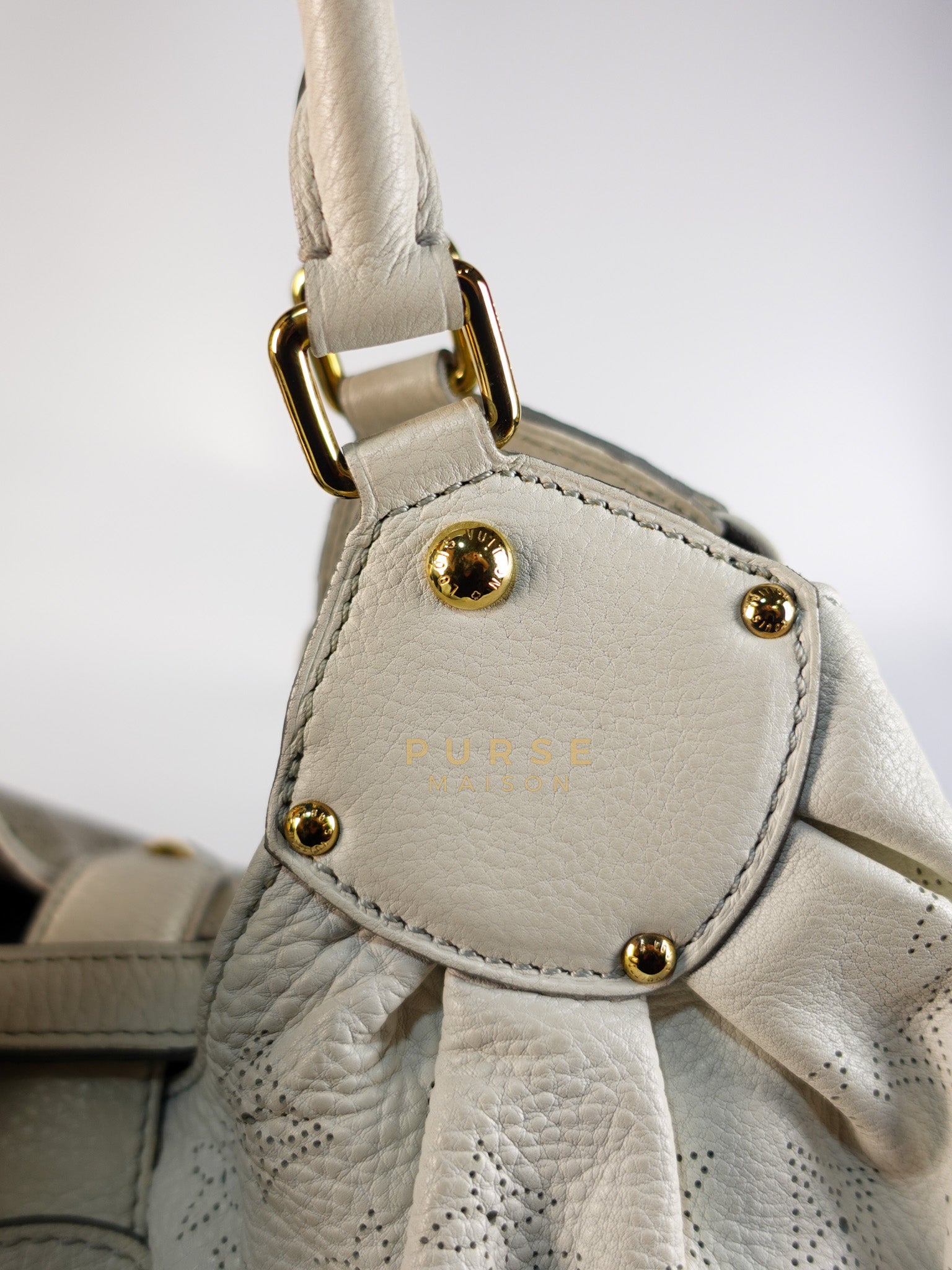 Mahina Hand Bag Large in White Monogram Leather (Date Code: TH0028) | Purse Maison Luxury Bags Shop