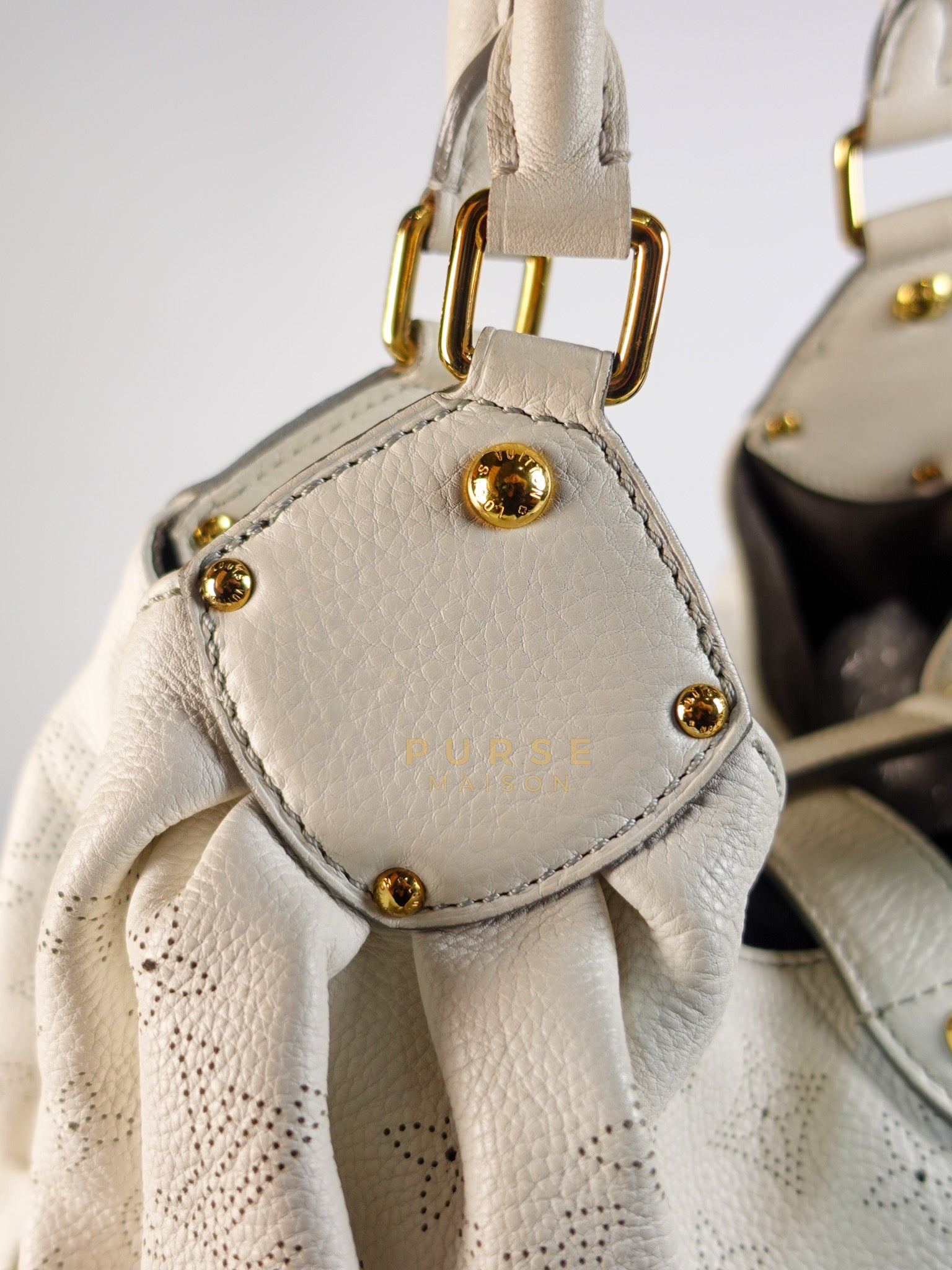 Mahina Hand Bag Large in White Monogram Leather (Date Code: TH0028) | Purse Maison Luxury Bags Shop