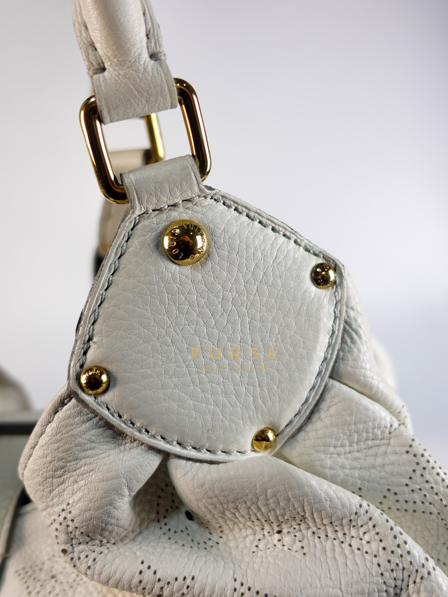 Mahina Hand Bag Large in White Monogram Leather (Date Code: TH0028) | Purse Maison Luxury Bags Shop
