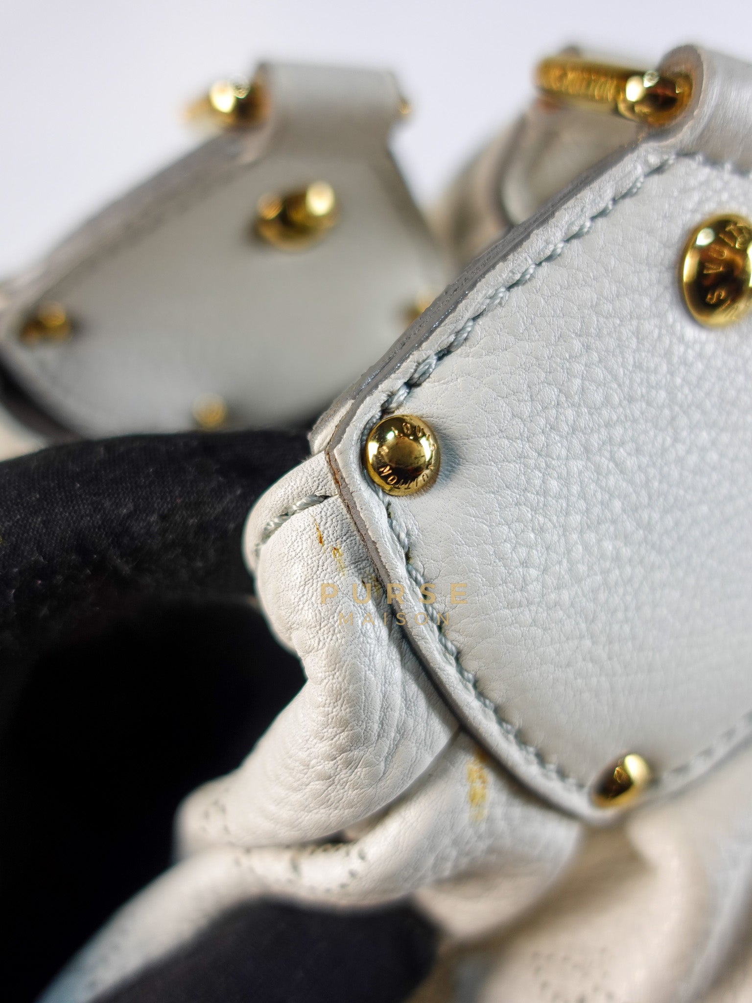 Mahina Hand Bag Large in White Monogram Leather (Date Code: TH0028) | Purse Maison Luxury Bags Shop