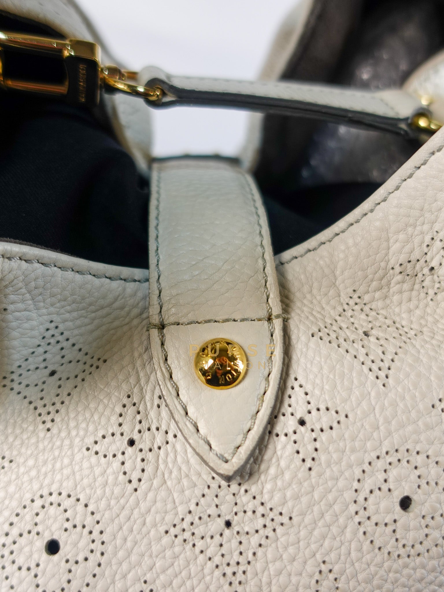 Mahina Hand Bag Large in White Monogram Leather (Date Code: TH0028) | Purse Maison Luxury Bags Shop