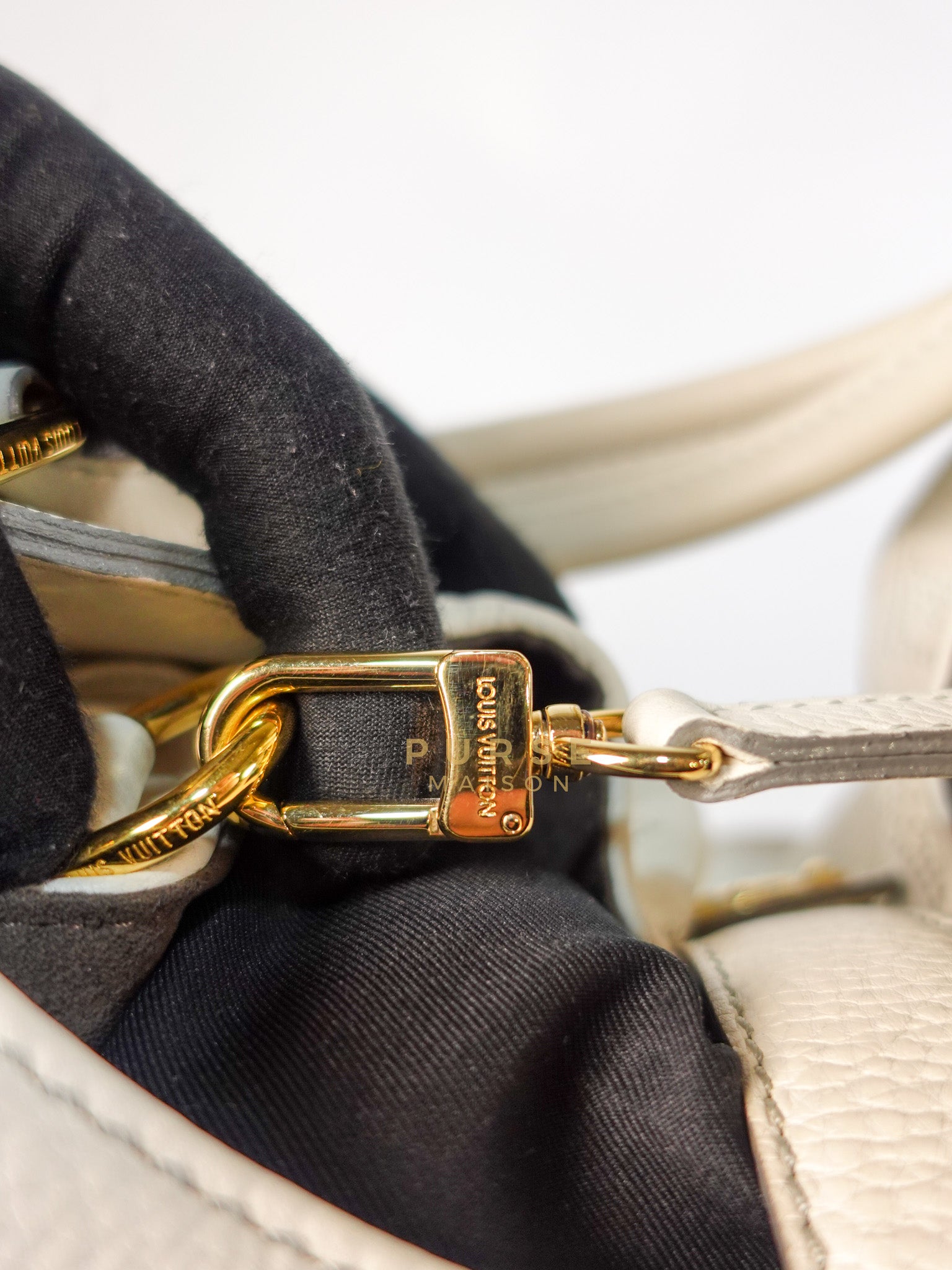 Mahina Hand Bag Large in White Monogram Leather (Date Code: TH0028) | Purse Maison Luxury Bags Shop