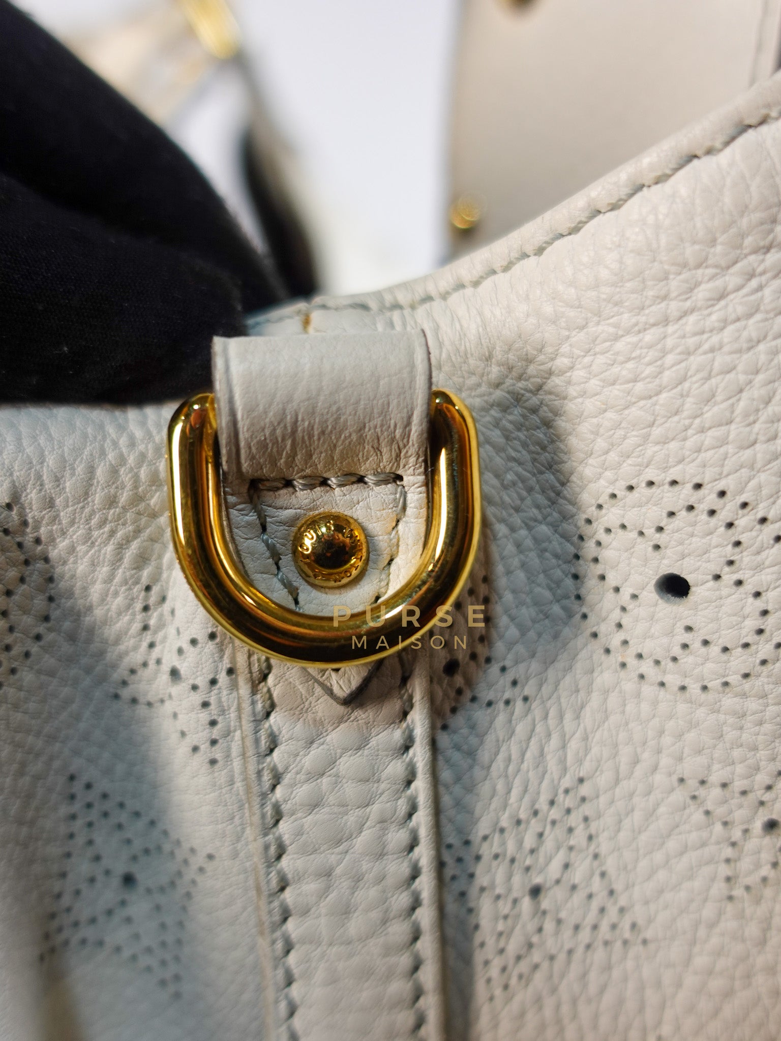 Mahina Hand Bag Large in White Monogram Leather (Date Code: TH0028) | Purse Maison Luxury Bags Shop