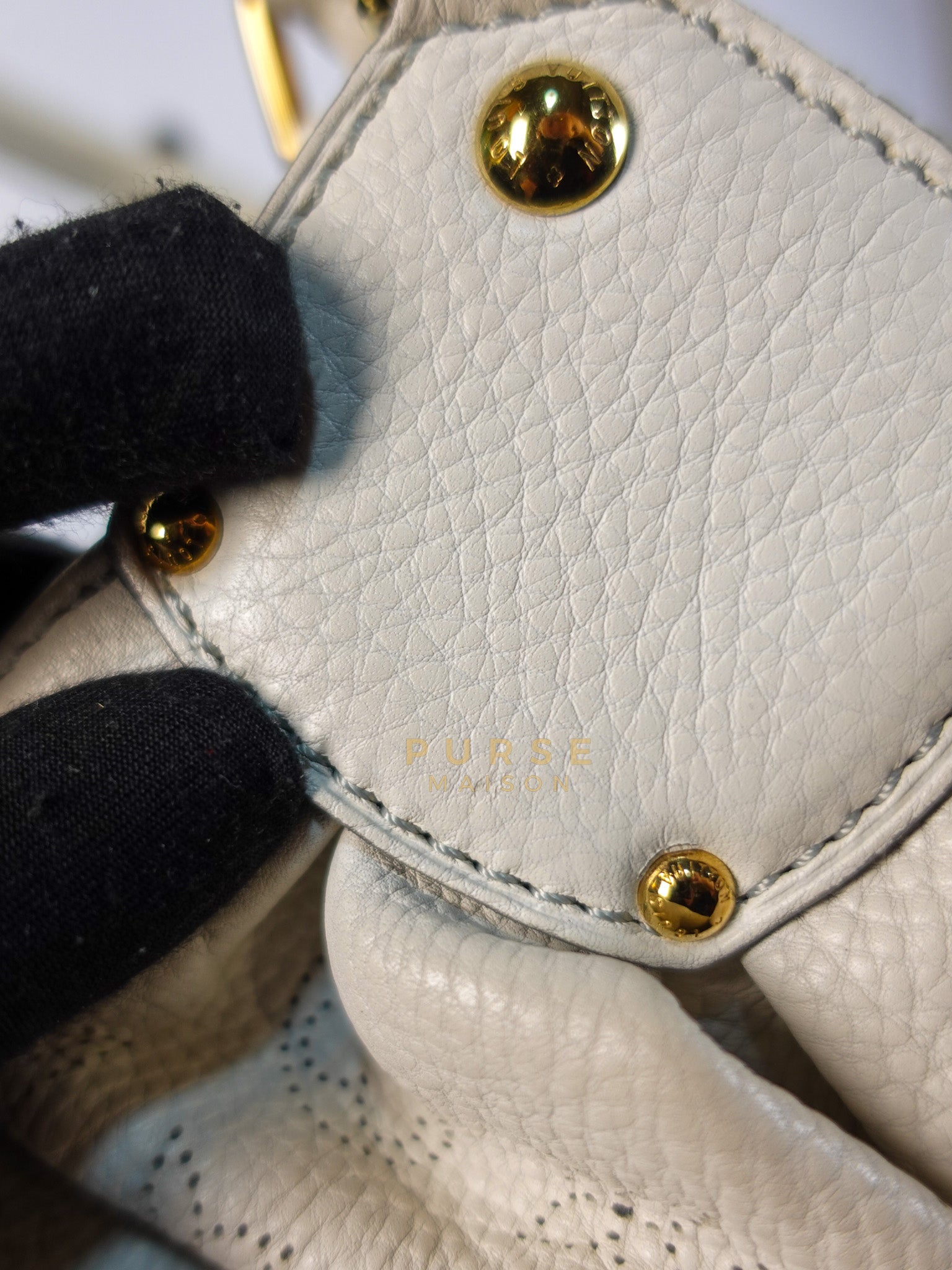 Mahina Hand Bag Large in White Monogram Leather (Date Code: TH0028) | Purse Maison Luxury Bags Shop