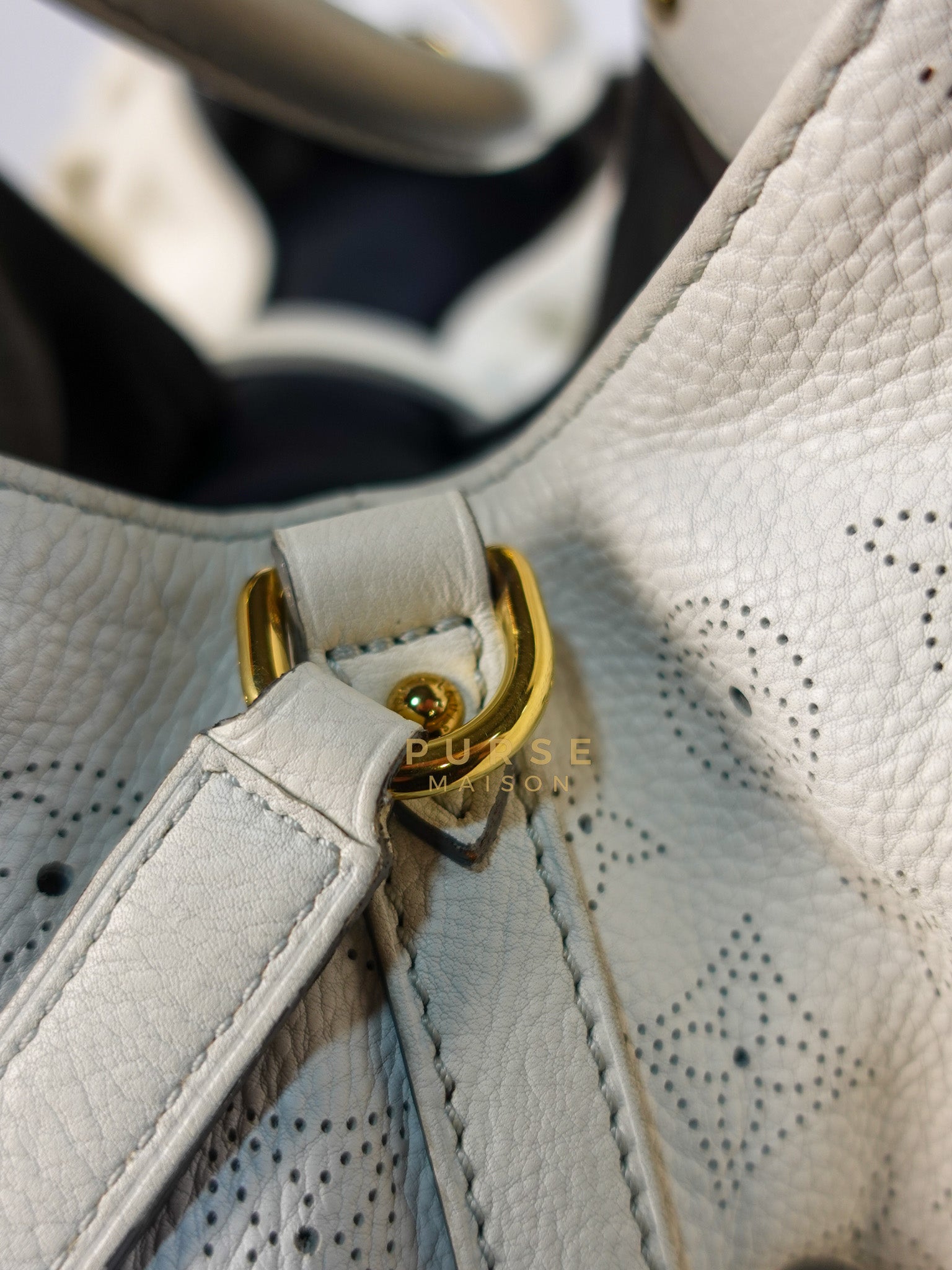 Mahina Hand Bag Large in White Monogram Leather (Date Code: TH0028) | Purse Maison Luxury Bags Shop