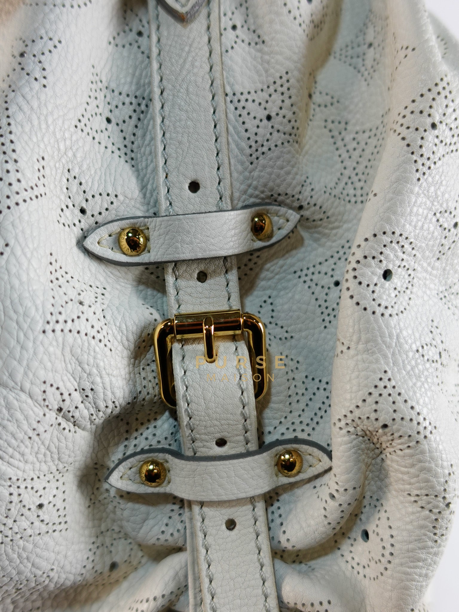 Mahina Hand Bag Large in White Monogram Leather (Date Code: TH0028) | Purse Maison Luxury Bags Shop