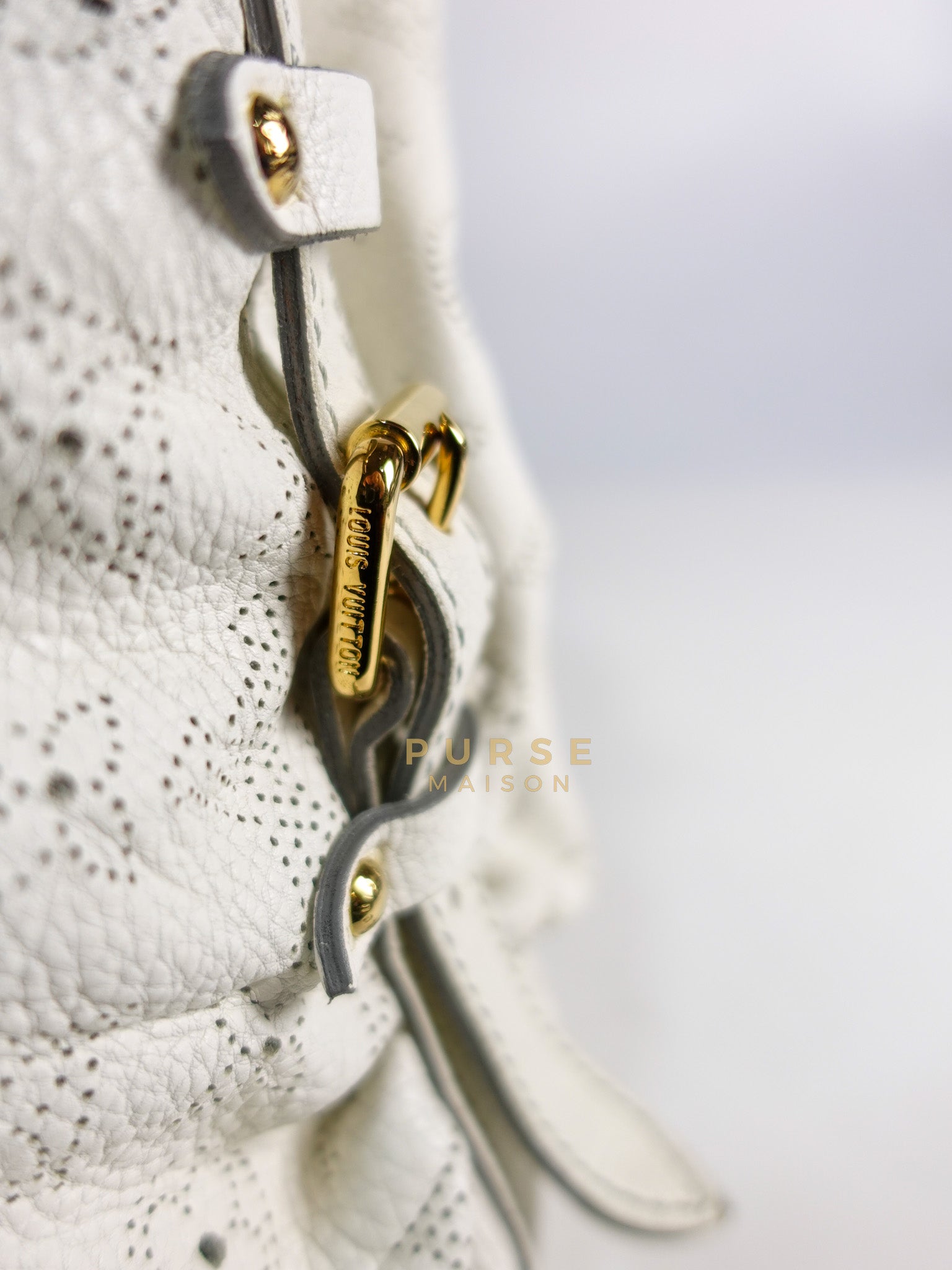 Mahina Hand Bag Large in White Monogram Leather (Date Code: TH0028) | Purse Maison Luxury Bags Shop