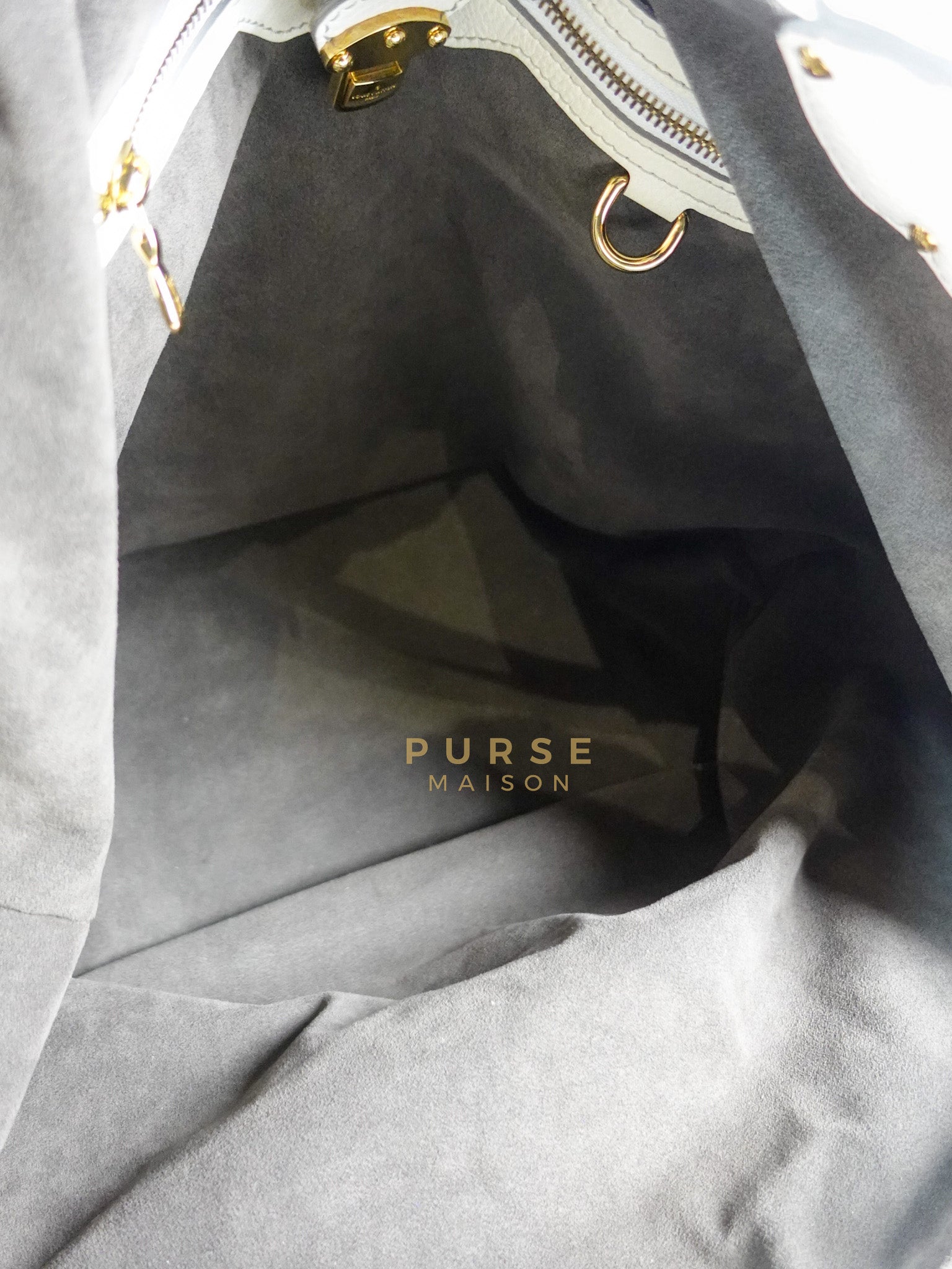 Mahina Hand Bag Large in White Monogram Leather (Date Code: TH0028) | Purse Maison Luxury Bags Shop