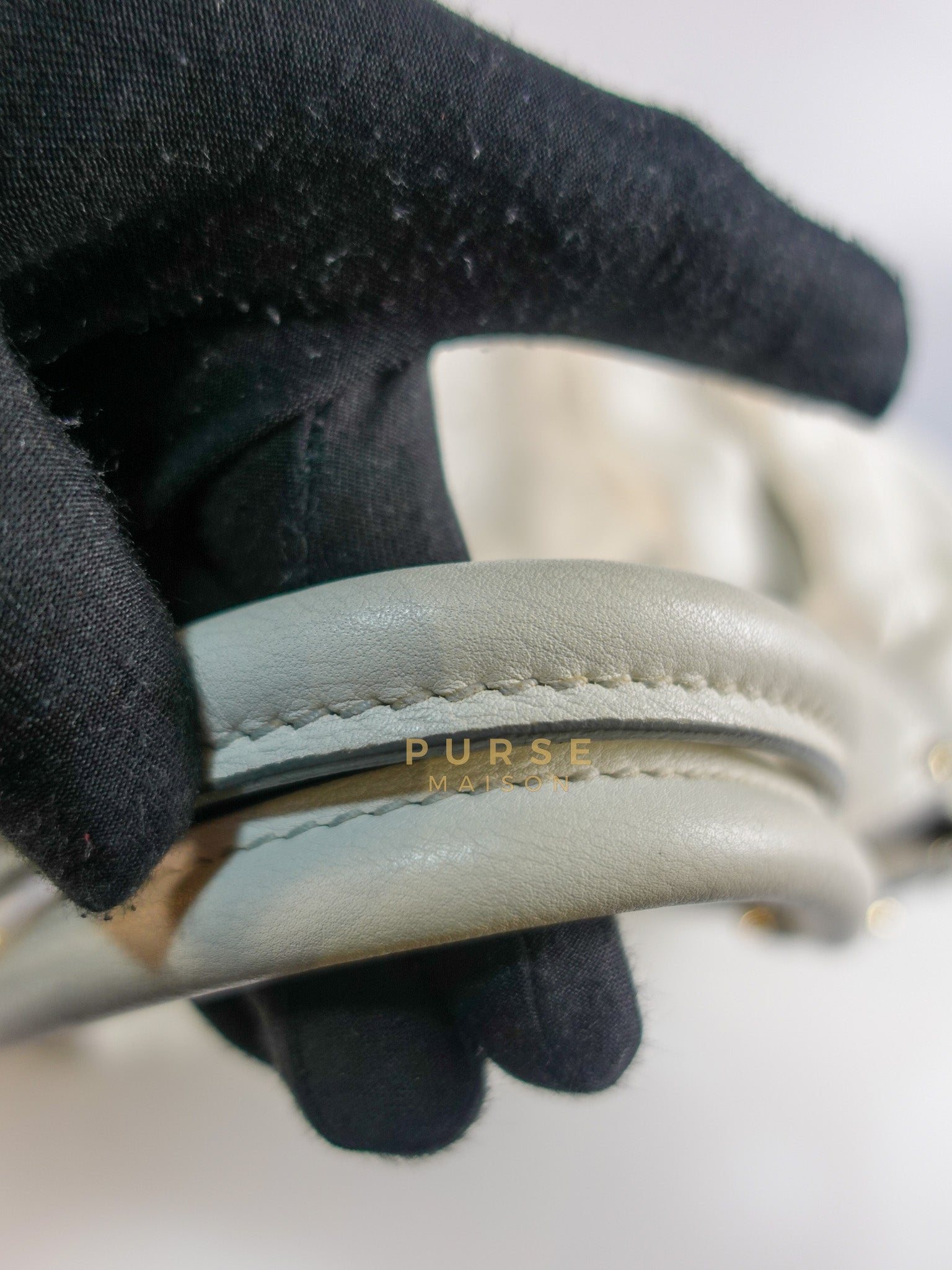 Mahina Hand Bag Large in White Monogram Leather (Date Code: TH0028) | Purse Maison Luxury Bags Shop