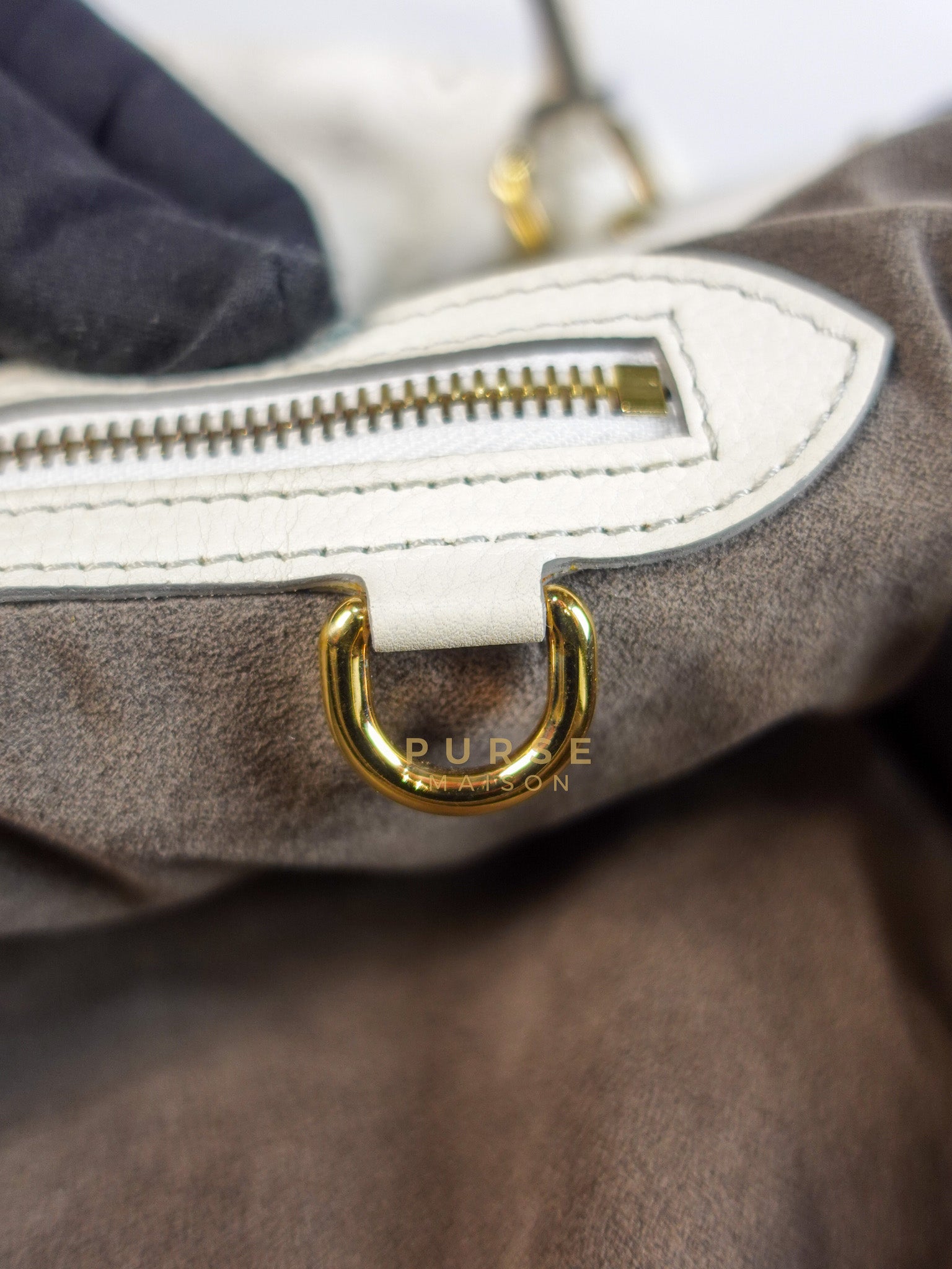 Mahina Hand Bag Large in White Monogram Leather (Date Code: TH0028) | Purse Maison Luxury Bags Shop