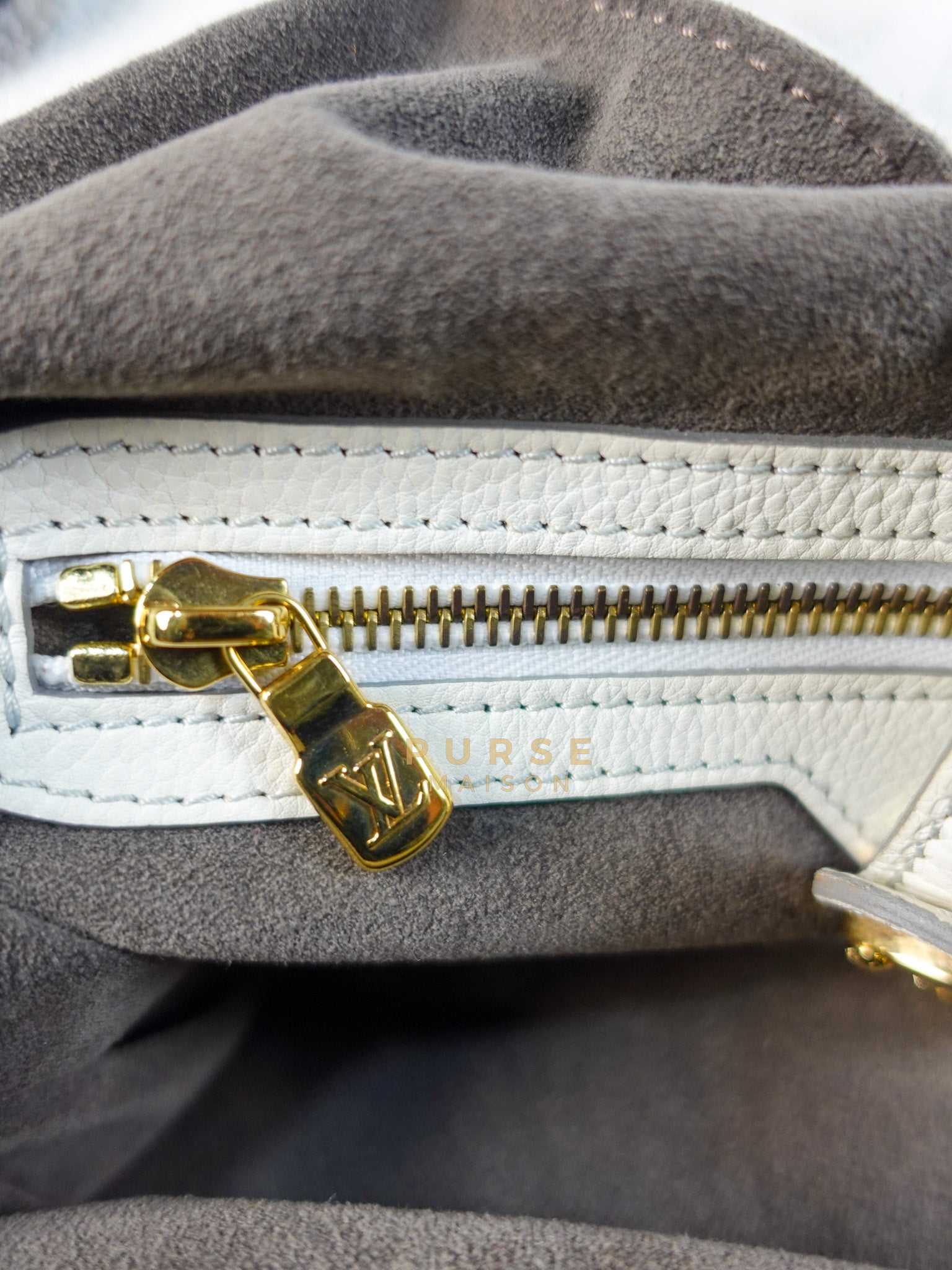 Mahina Hand Bag Large in White Monogram Leather (Date Code: TH0028) | Purse Maison Luxury Bags Shop