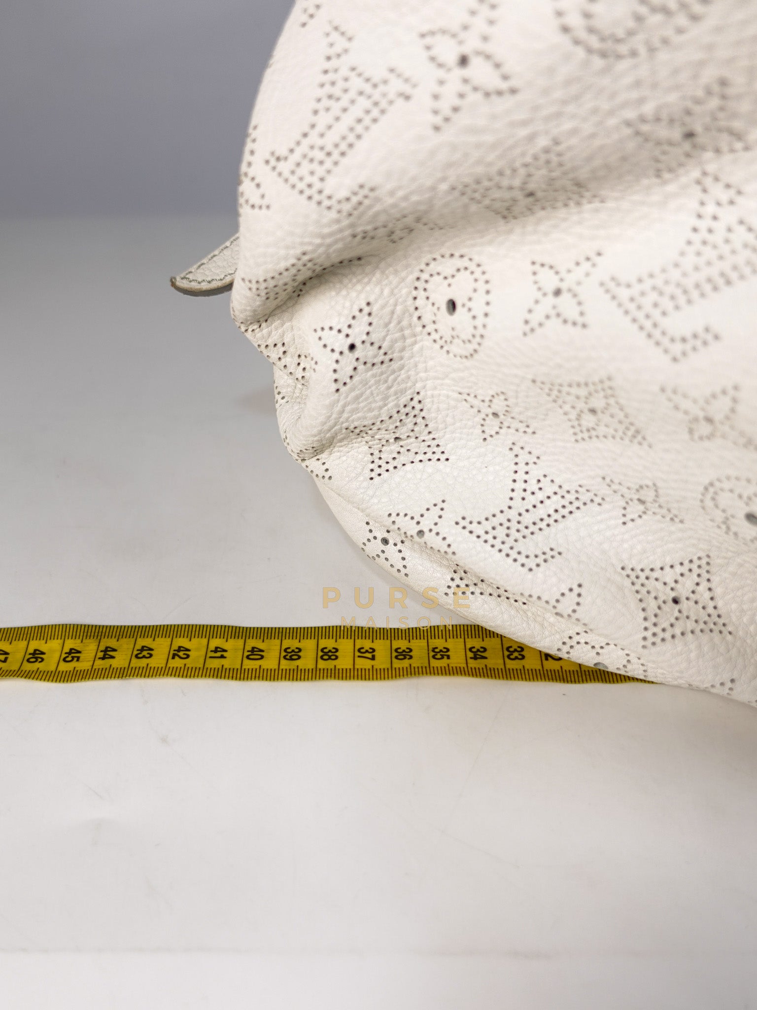 Mahina Hand Bag Large in White Monogram Leather (Date Code: TH0028) | Purse Maison Luxury Bags Shop