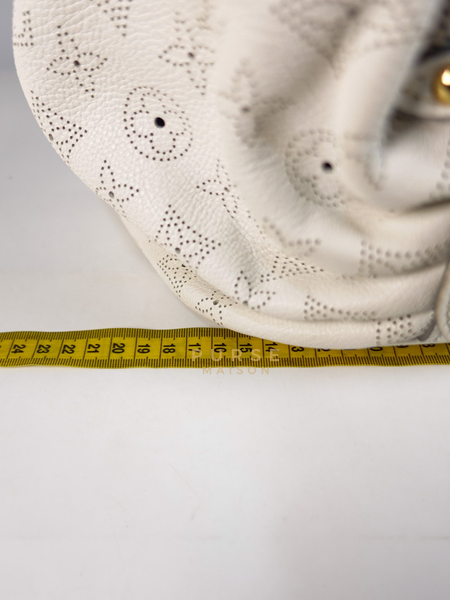 Mahina Hand Bag Large in White Monogram Leather (Date Code: TH0028) | Purse Maison Luxury Bags Shop