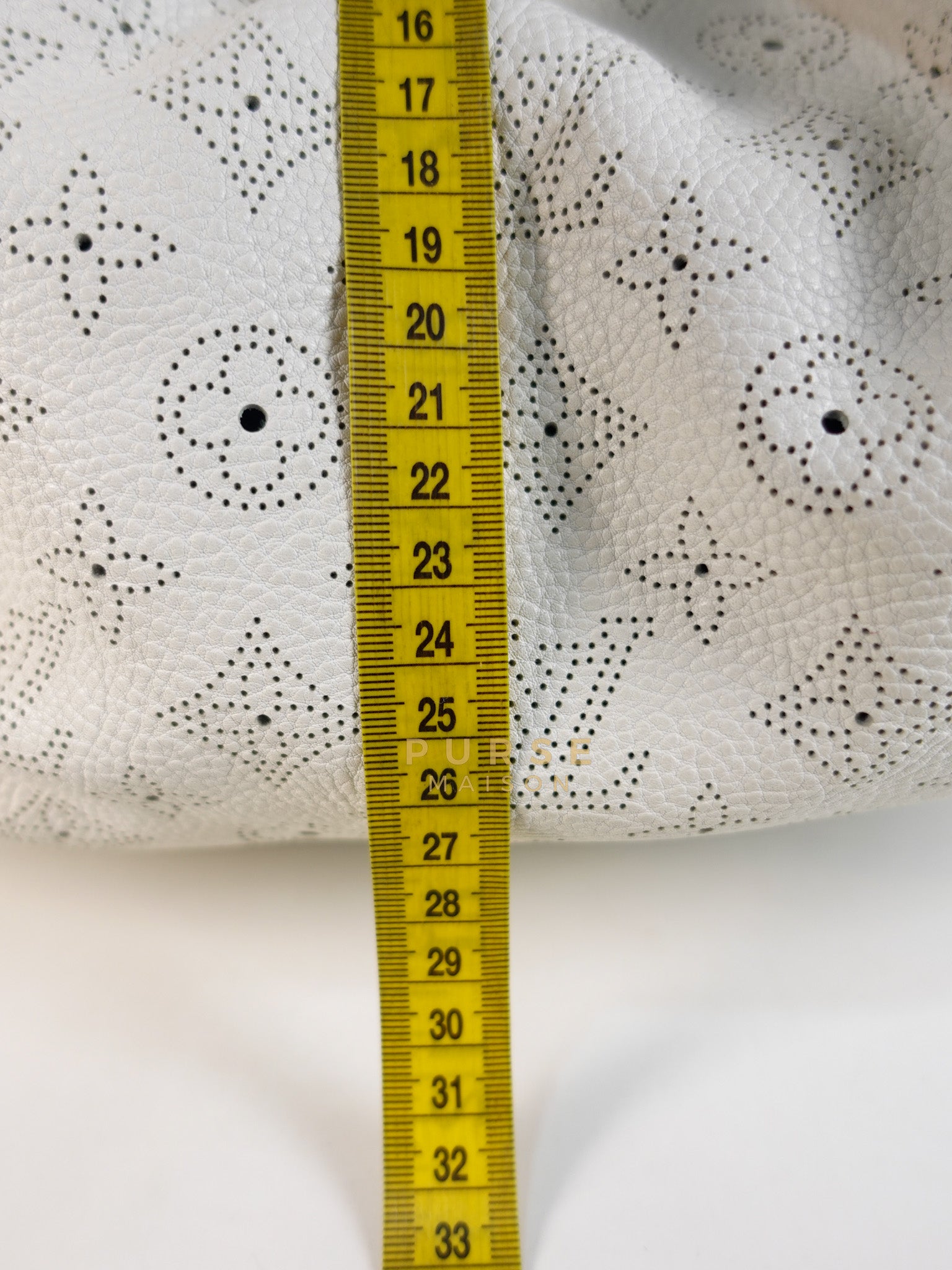 Mahina Hand Bag Large in White Monogram Leather (Date Code: TH0028) | Purse Maison Luxury Bags Shop