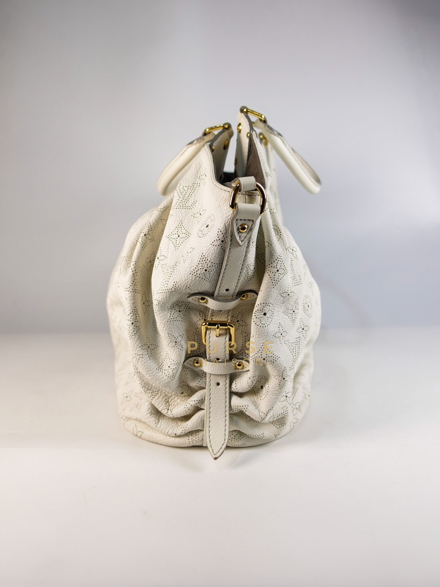 Mahina Hand Bag Large in White Monogram Leather (Date Code: TH0028) | Purse Maison Luxury Bags Shop
