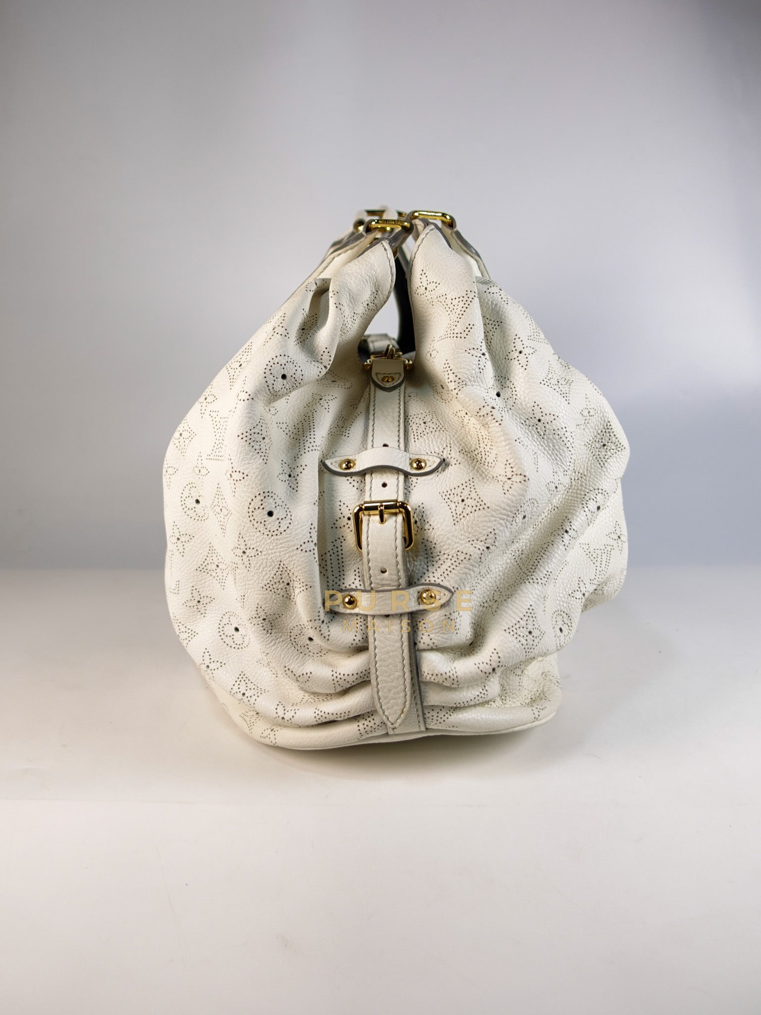 Mahina Hand Bag Large in White Monogram Leather (Date Code: TH0028) | Purse Maison Luxury Bags Shop