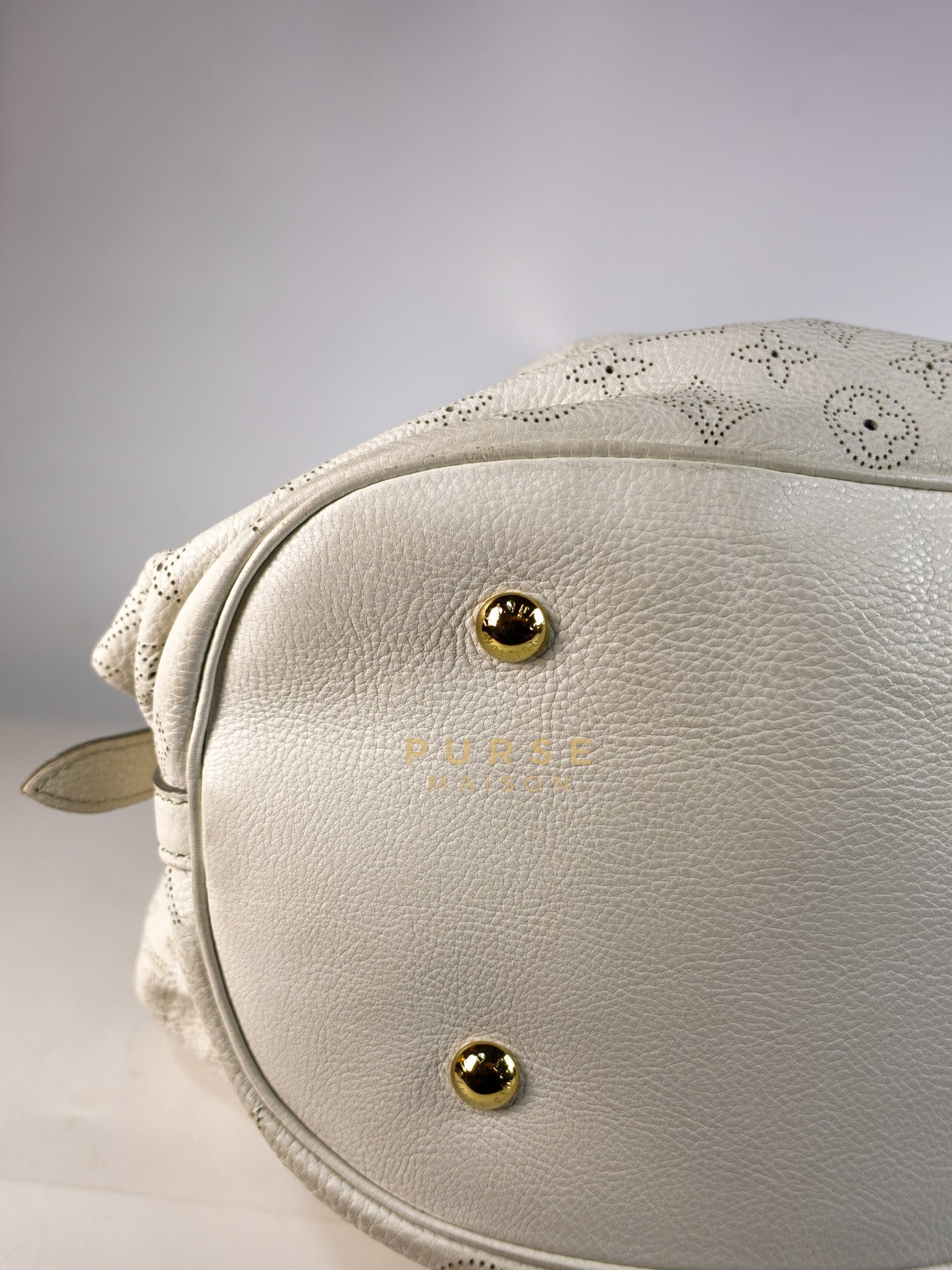 Mahina Hand Bag Large in White Monogram Leather (Date Code: TH0028) | Purse Maison Luxury Bags Shop