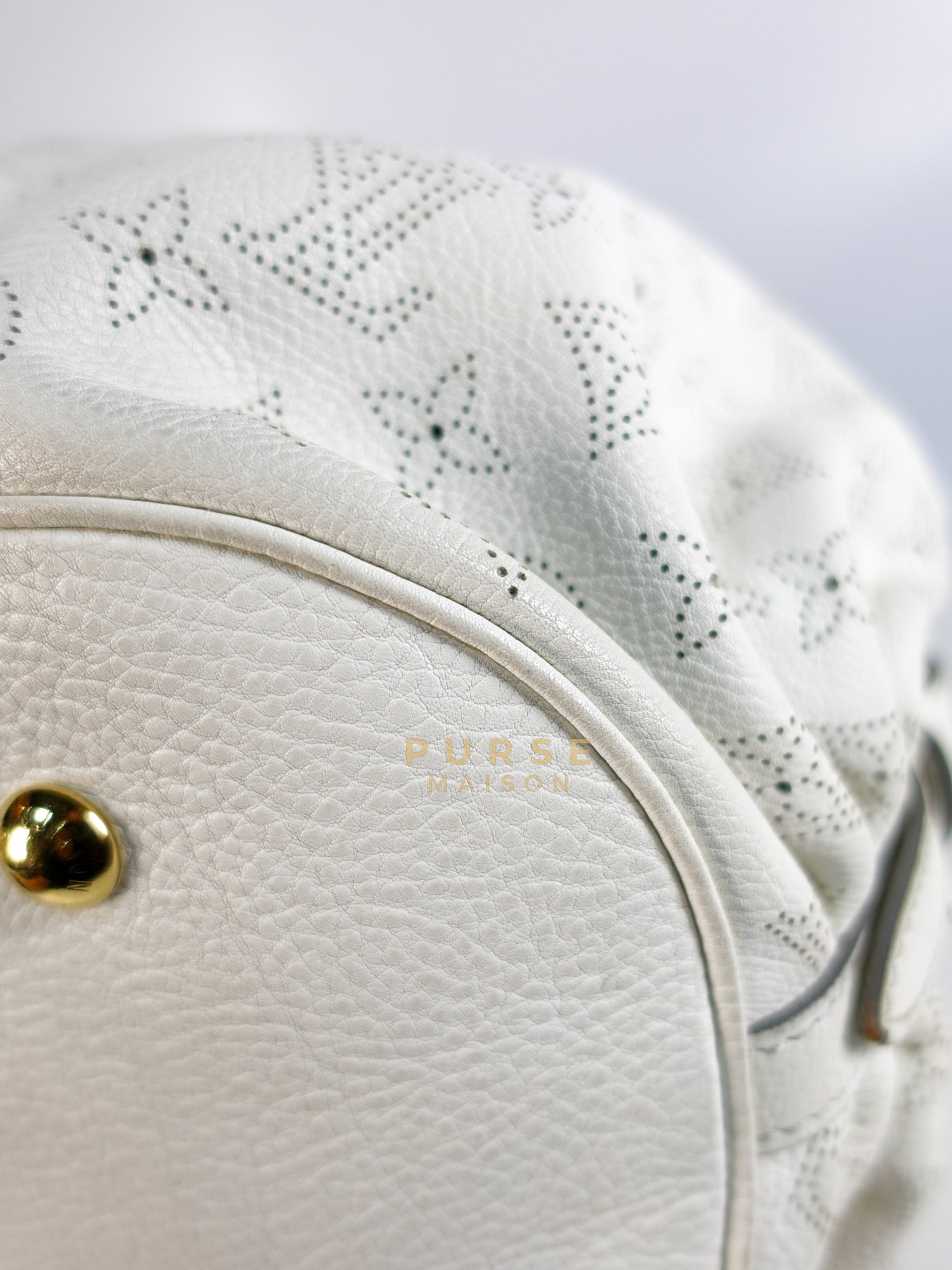 Mahina Hand Bag Large in White Monogram Leather (Date Code: TH0028) | Purse Maison Luxury Bags Shop