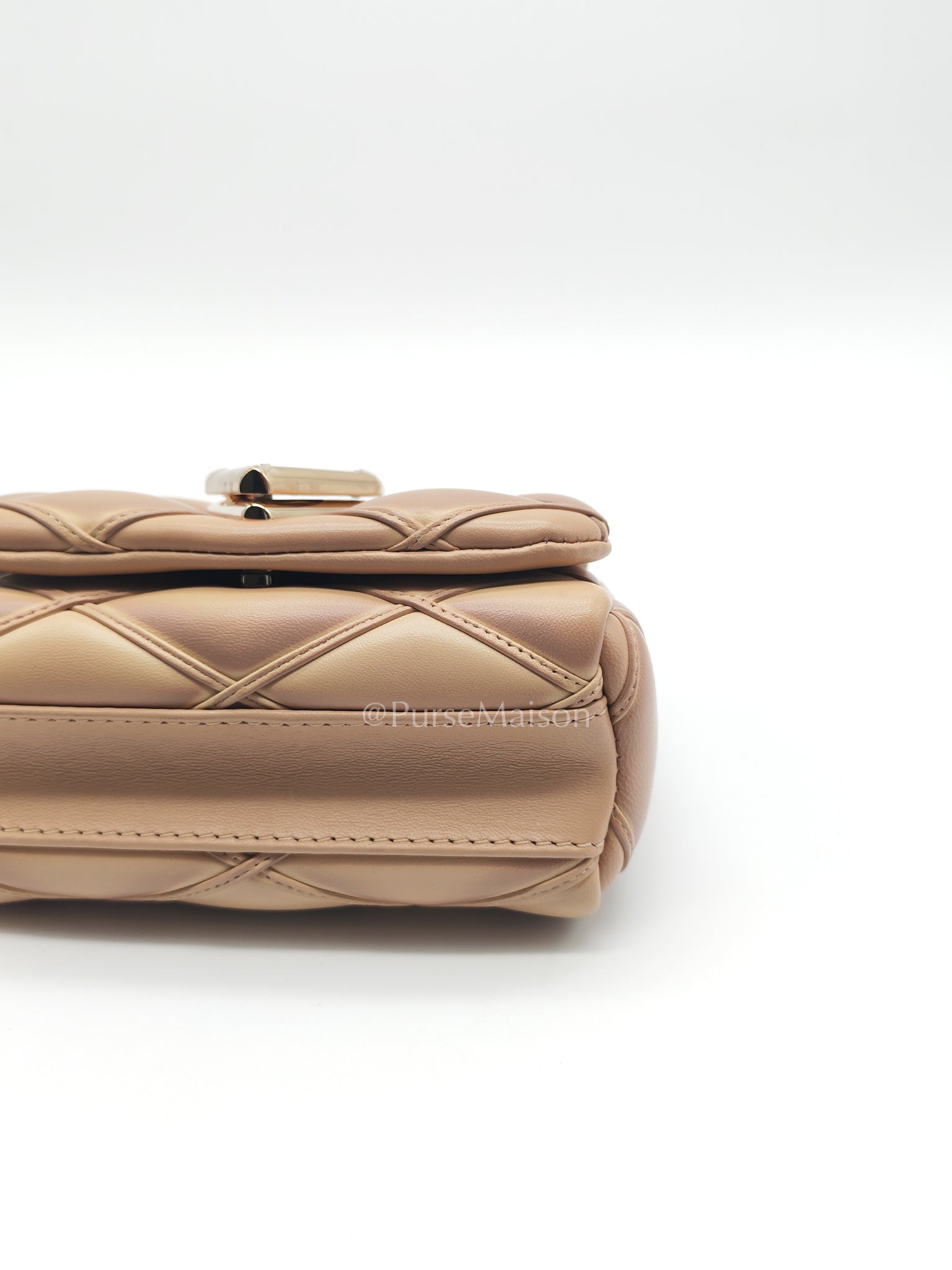 Malletage Mini in Beige Pink Lambskin Leather Chain Bag (Microchip) | Purse Maison Luxury Bags Shop