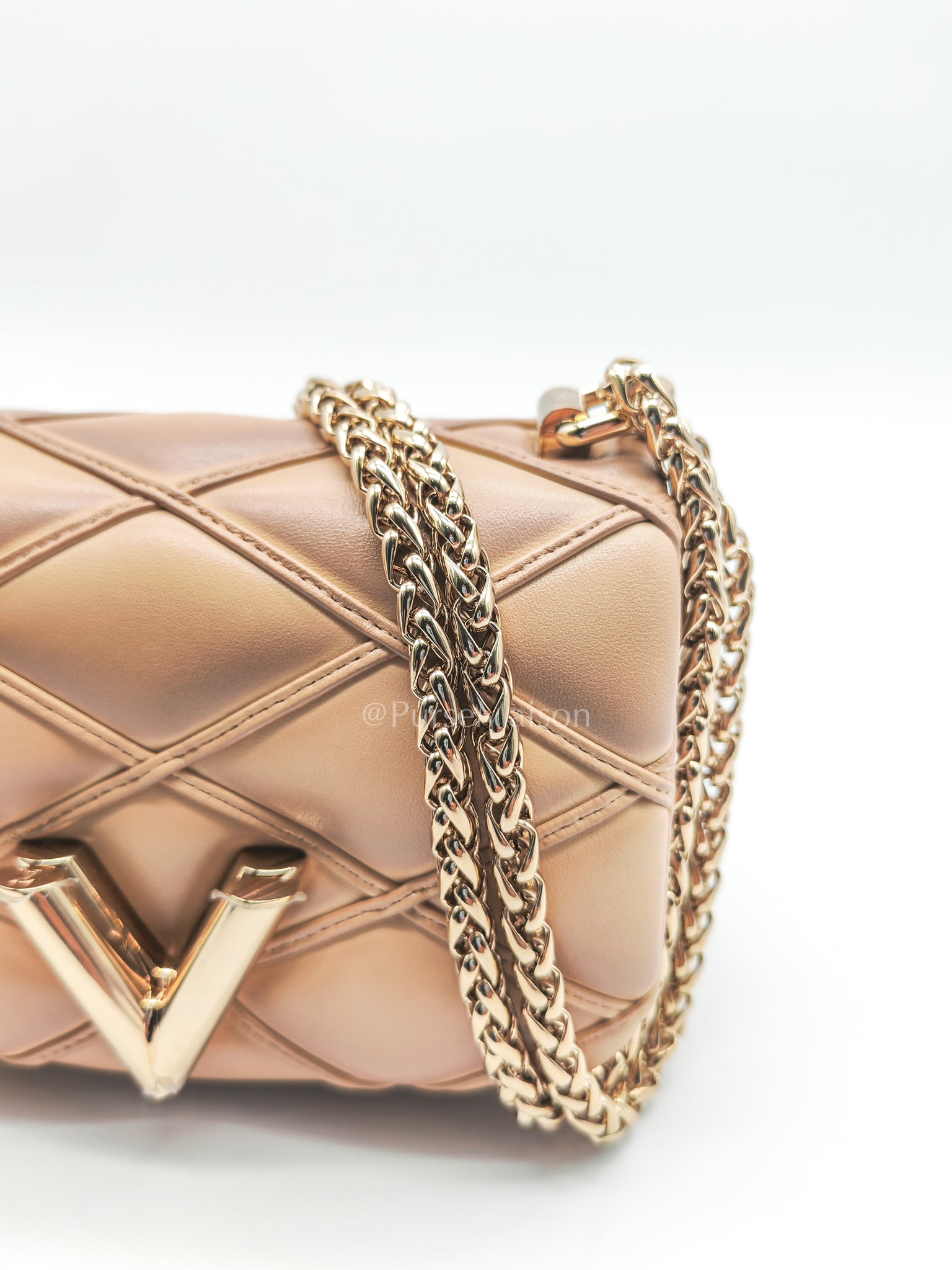Malletage Mini in Beige Pink Lambskin Leather Chain Bag (Microchip) | Purse Maison Luxury Bags Shop