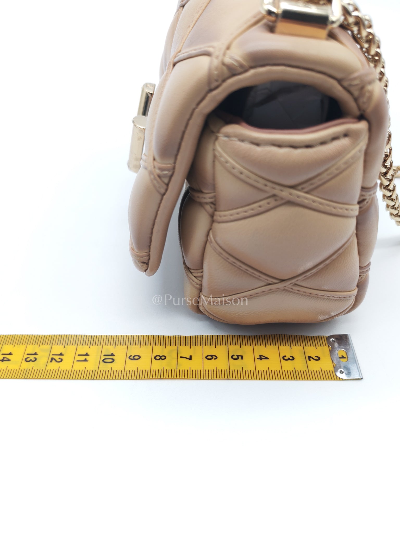 Malletage Mini in Beige Pink Lambskin Leather Chain Bag (Microchip) | Purse Maison Luxury Bags Shop